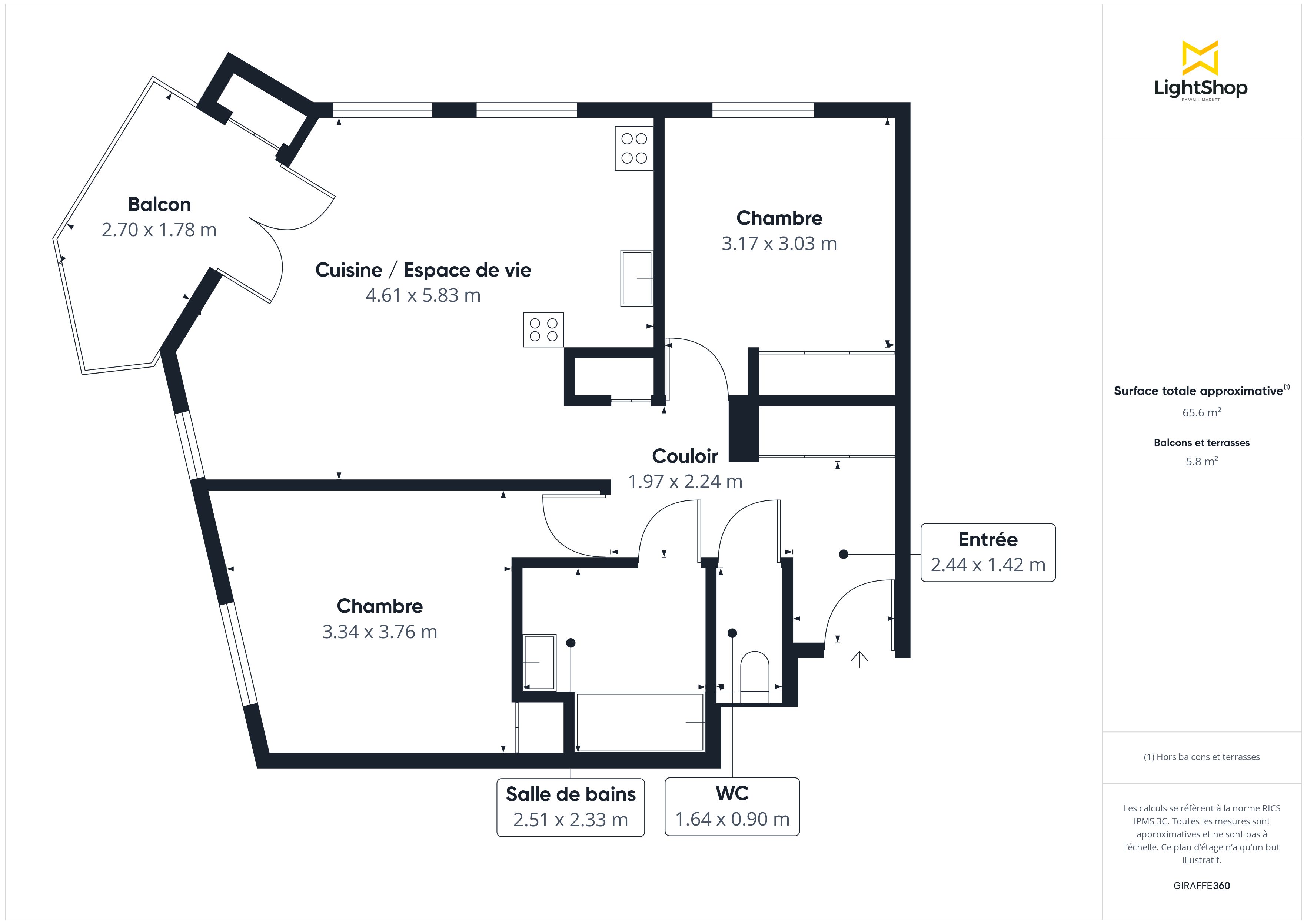 Plan 2D - Appartement 64.31 Nantes