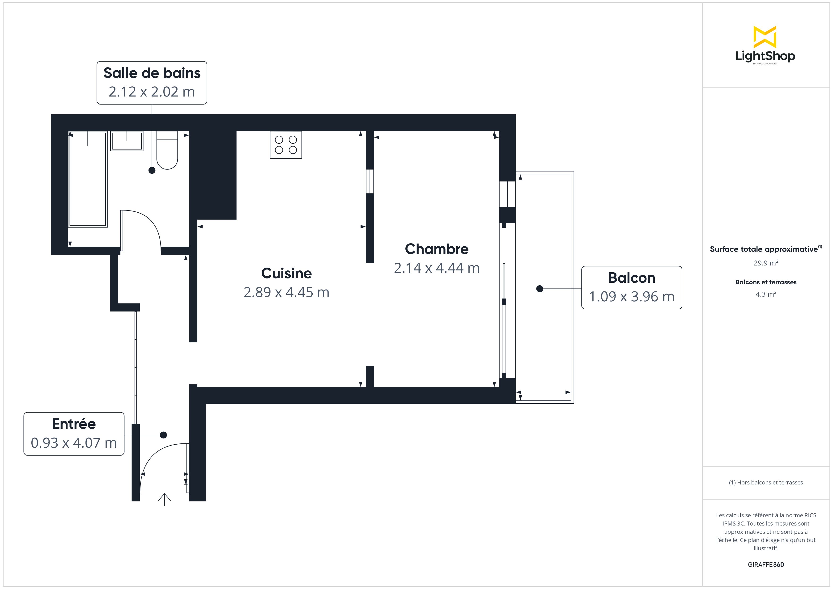 Plan 2D - Appartement 32.89 Paris