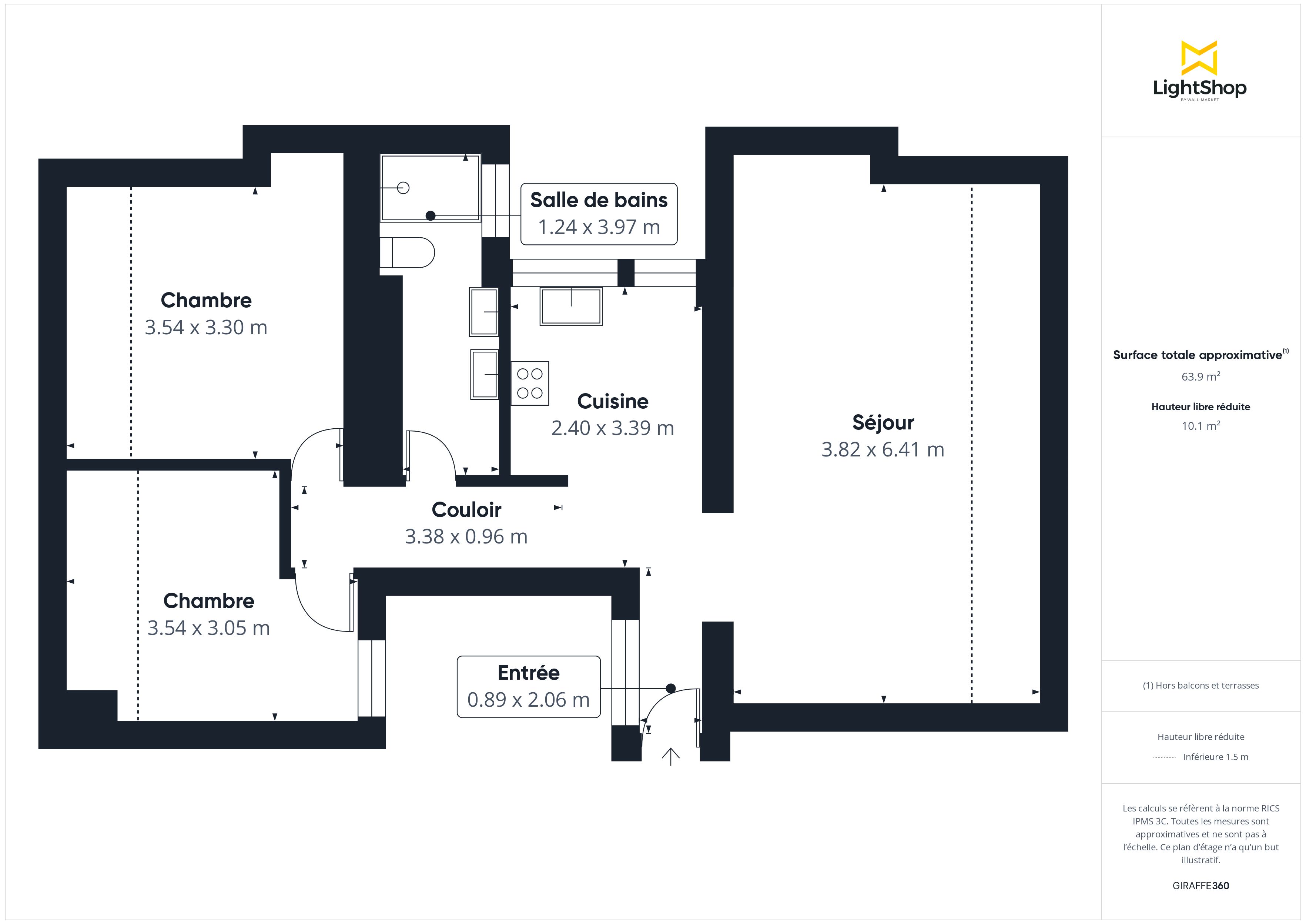 Plan 2D - Appartement 54.0 Paris