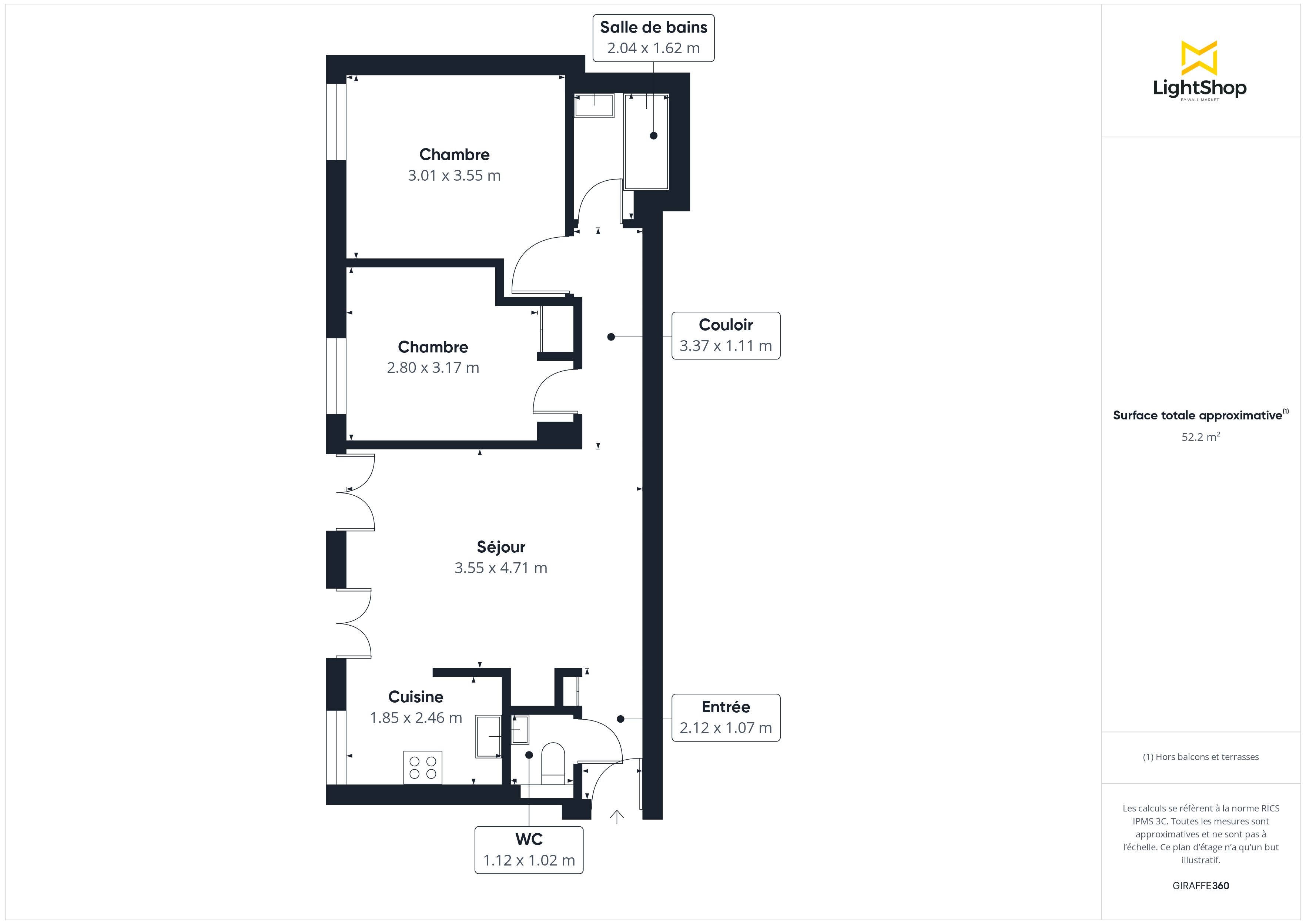 Plan 2D - Appartement 52.27 Meudon