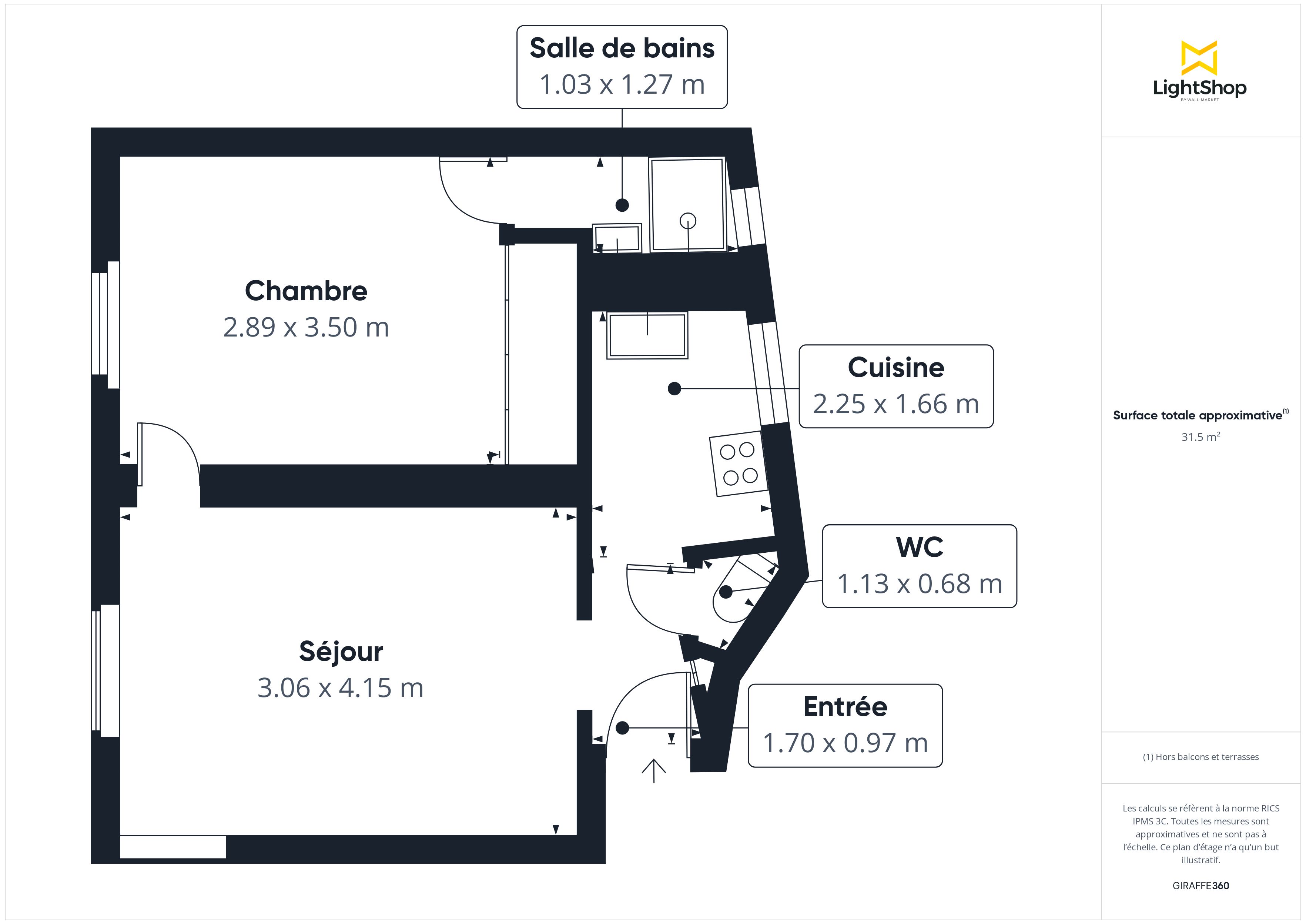 Plan 2D - Appartement 32.0 Paris