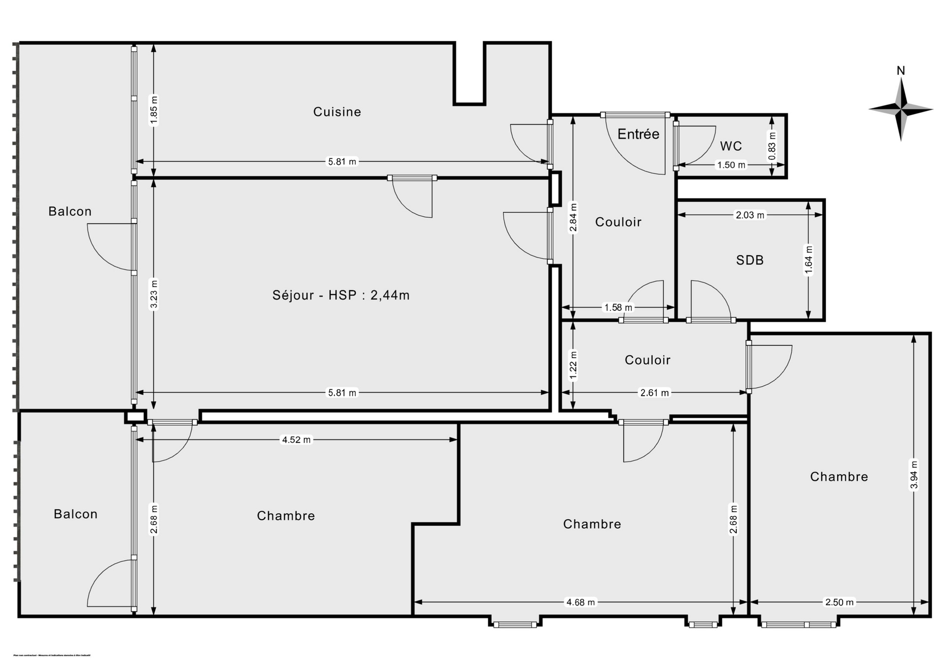 Plan 2D - Appartement 72.33 Paris