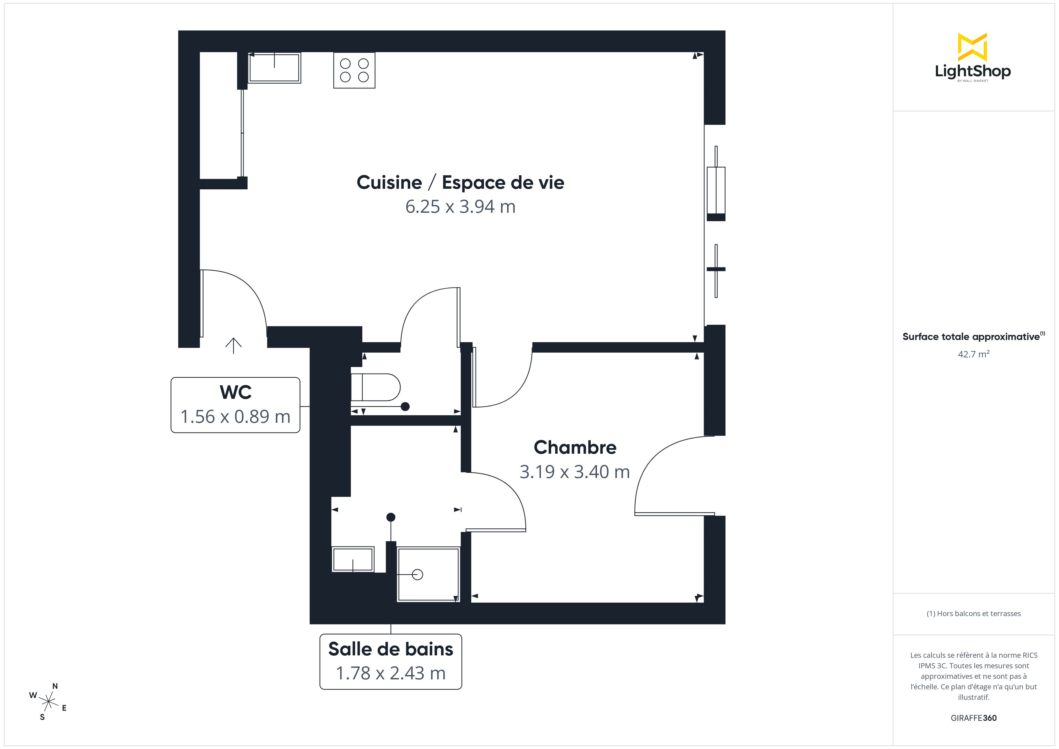 Plan 2D - Appartement 42.88 Nantes
