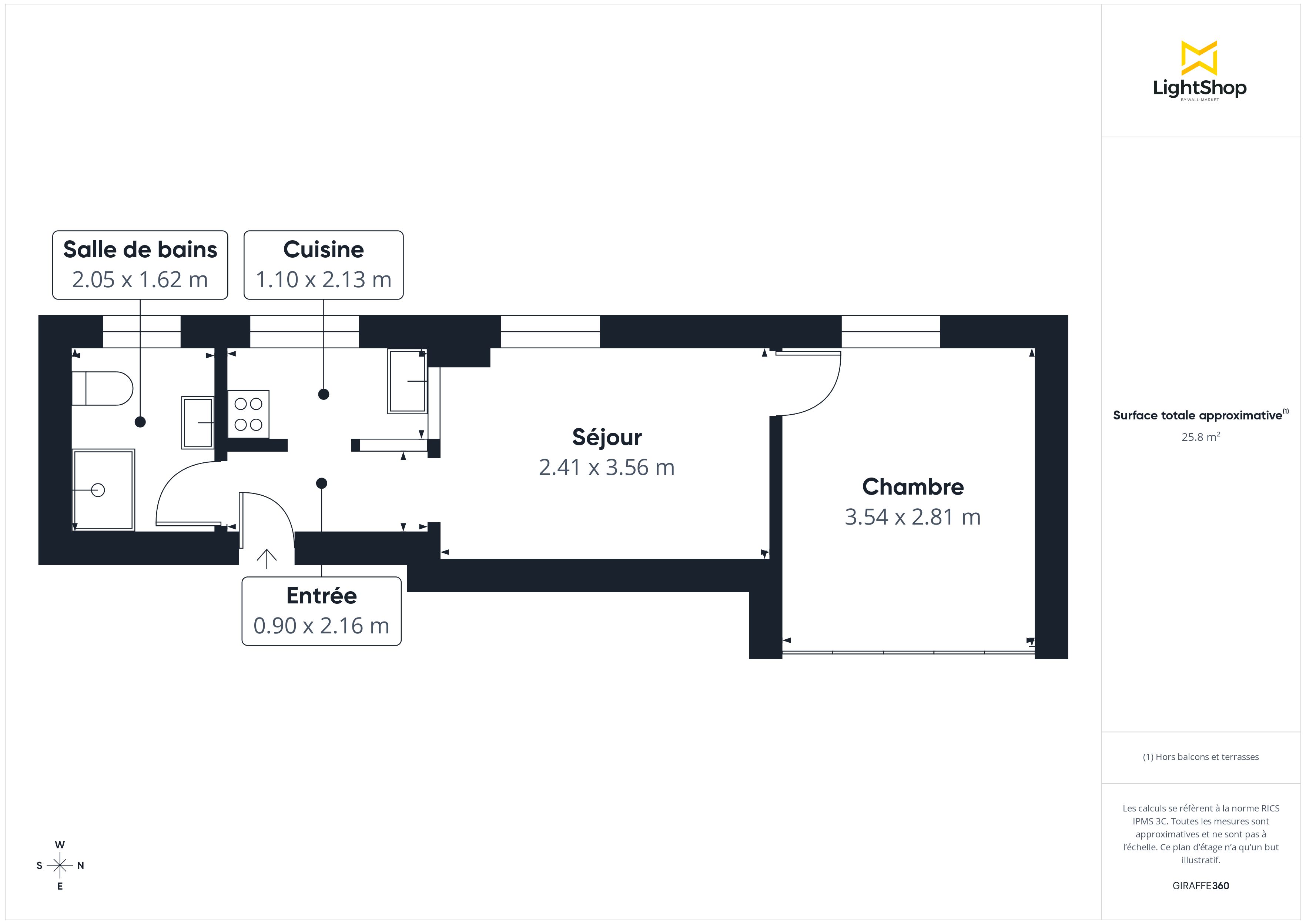 Plan 2D - Appartement 29.28 Montreuil