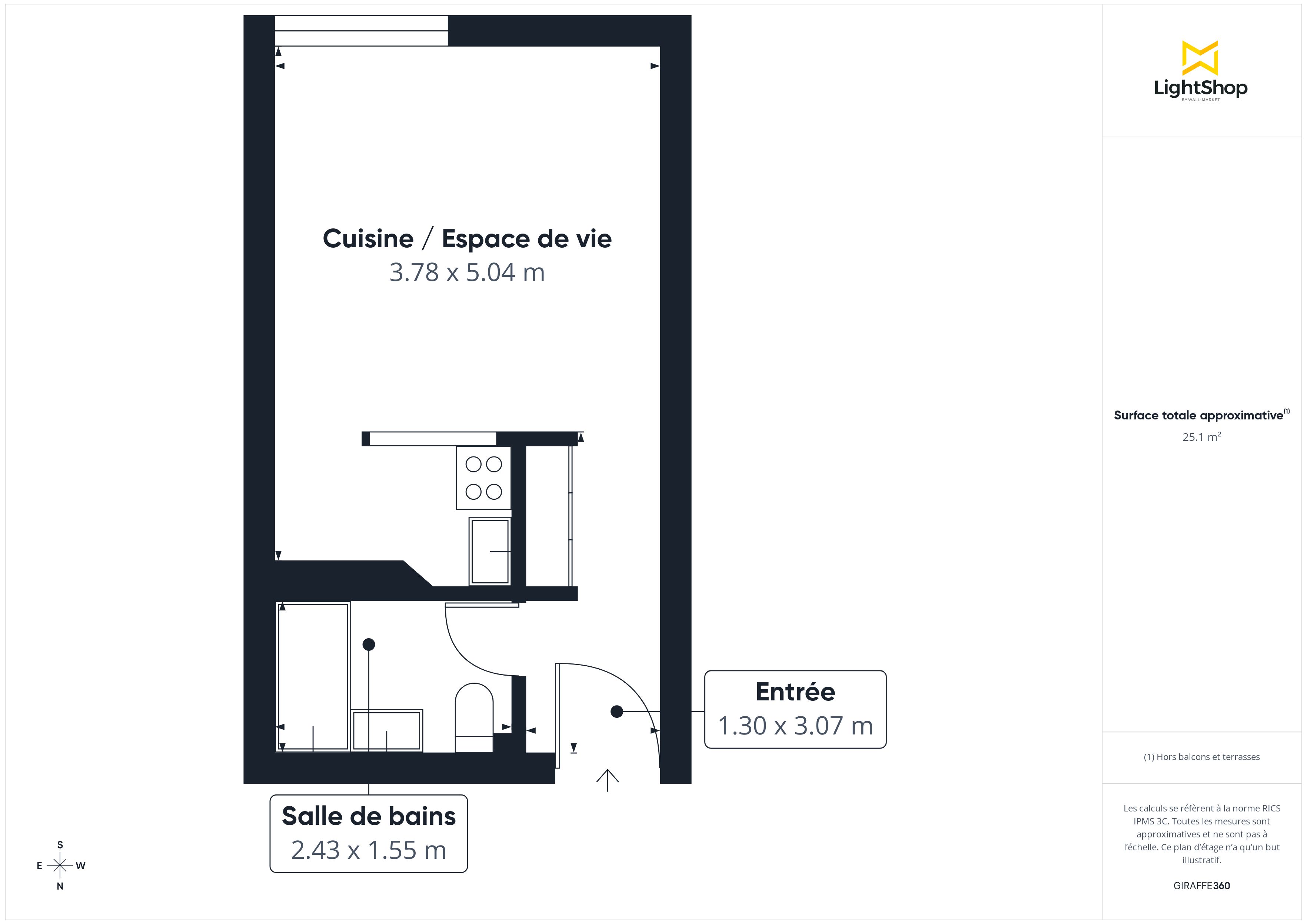 Plan 2D - Appartement 24.63 Bordeaux