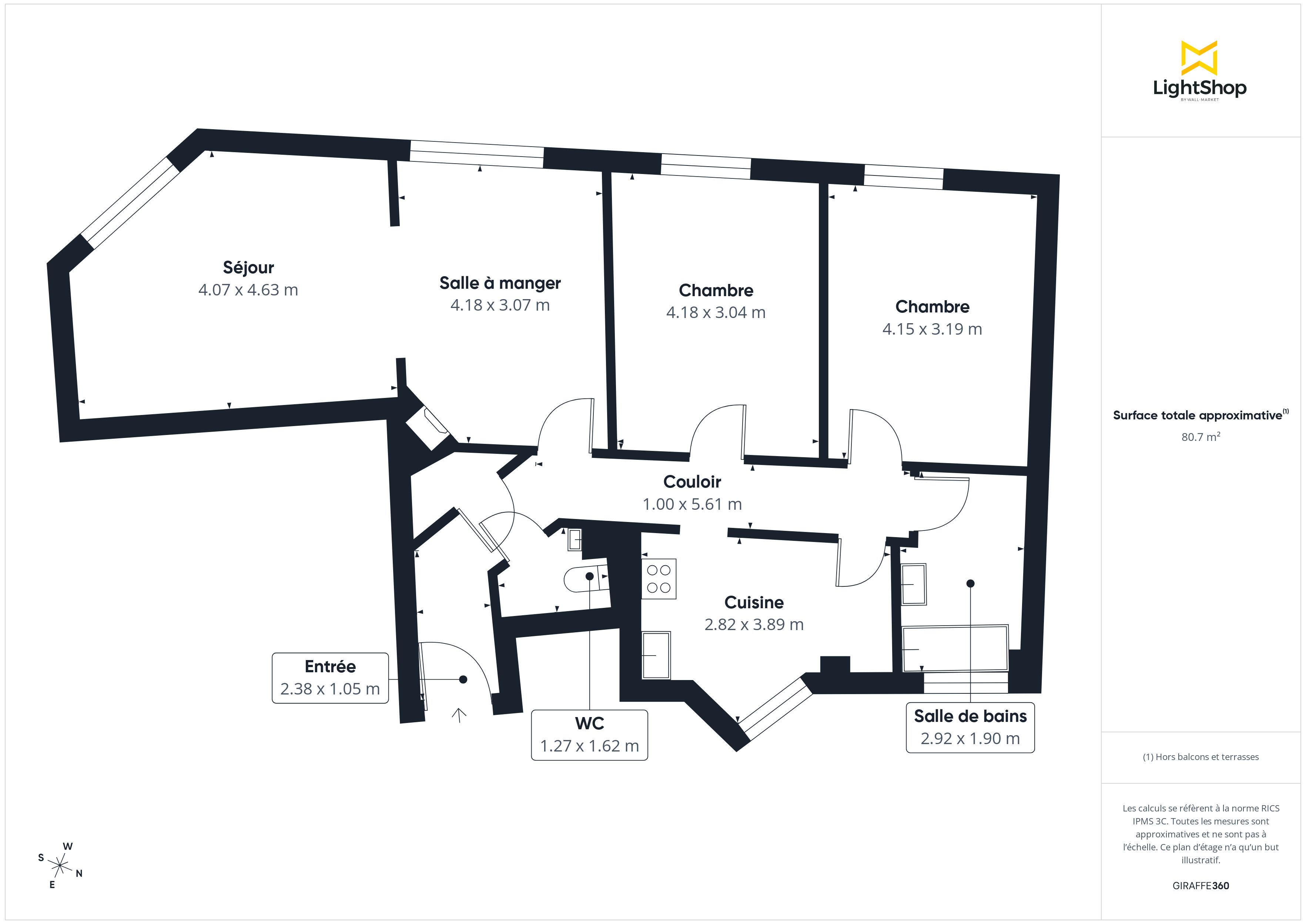 Plan 2D - Appartement 81.45 Maisons-Alfort