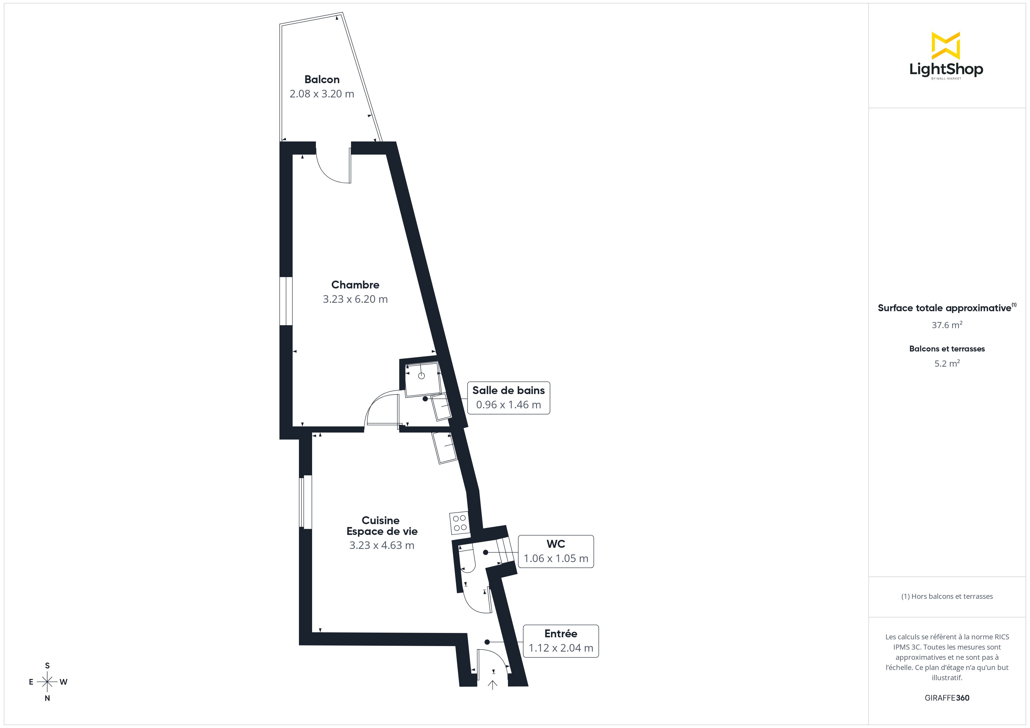 Plan 2D - Appartement 38.66 Marseille