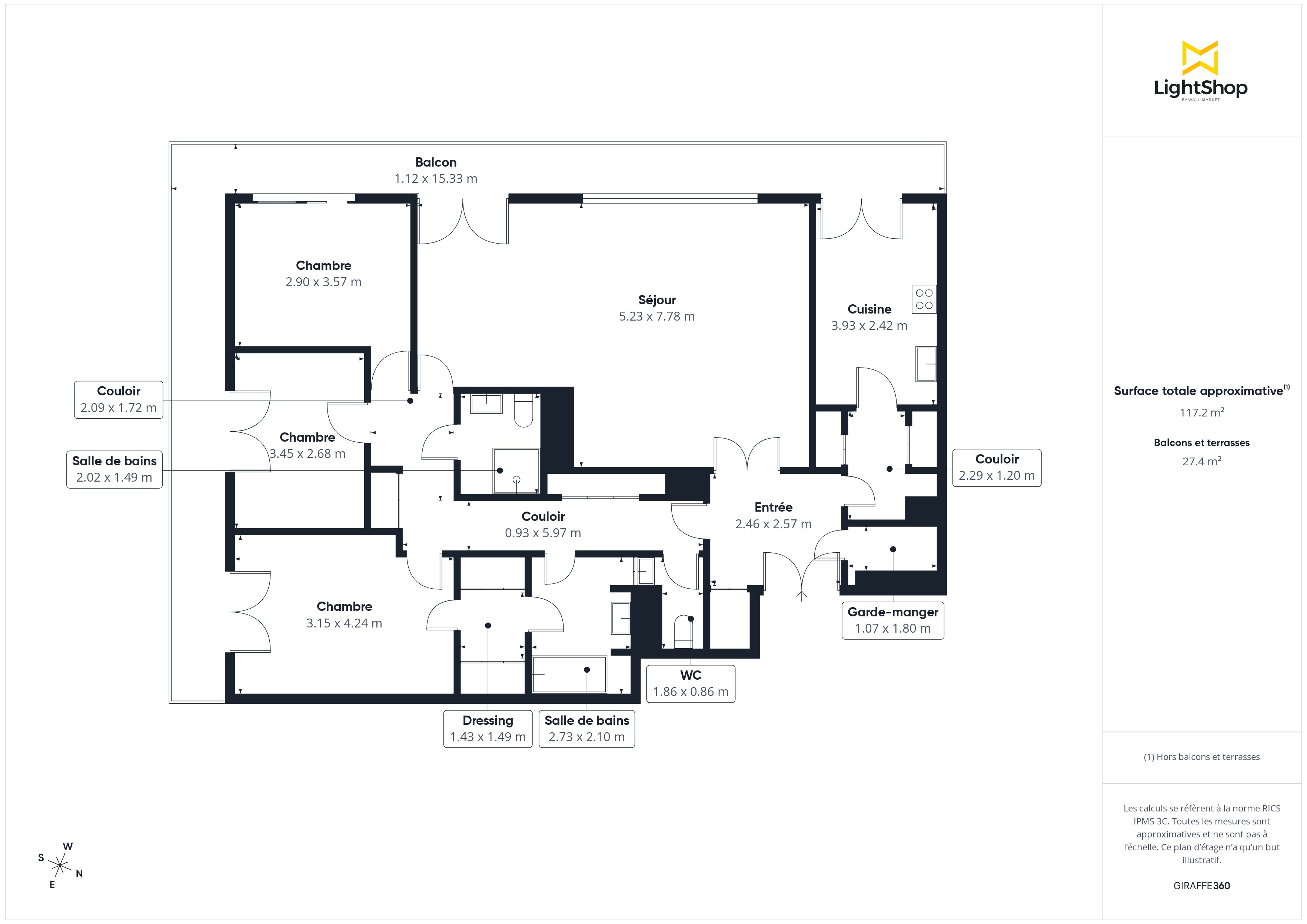 Plan 2D - Appartement 116.0 Versailles