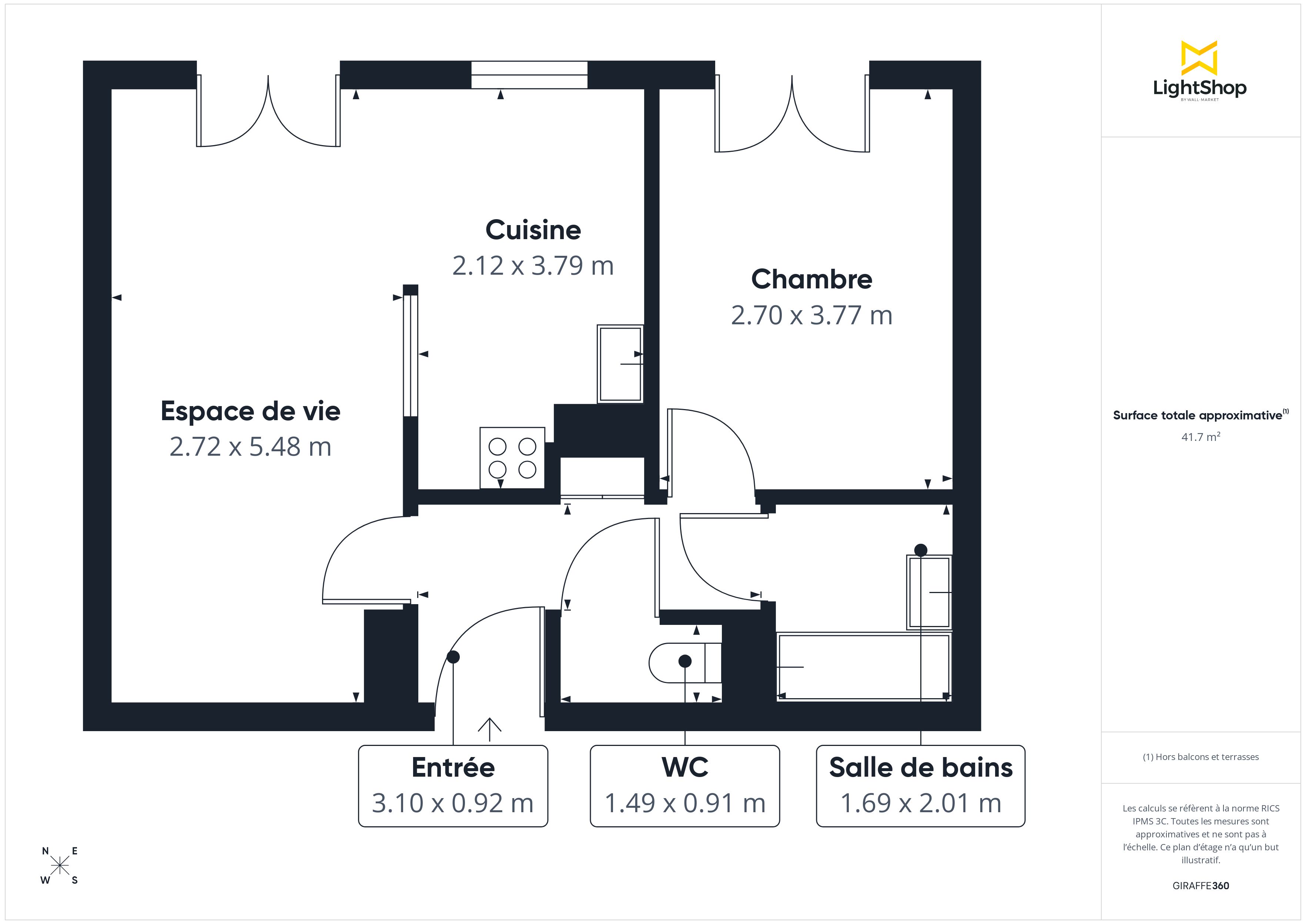 Plan 2D - Appartement 41.0 Bruges