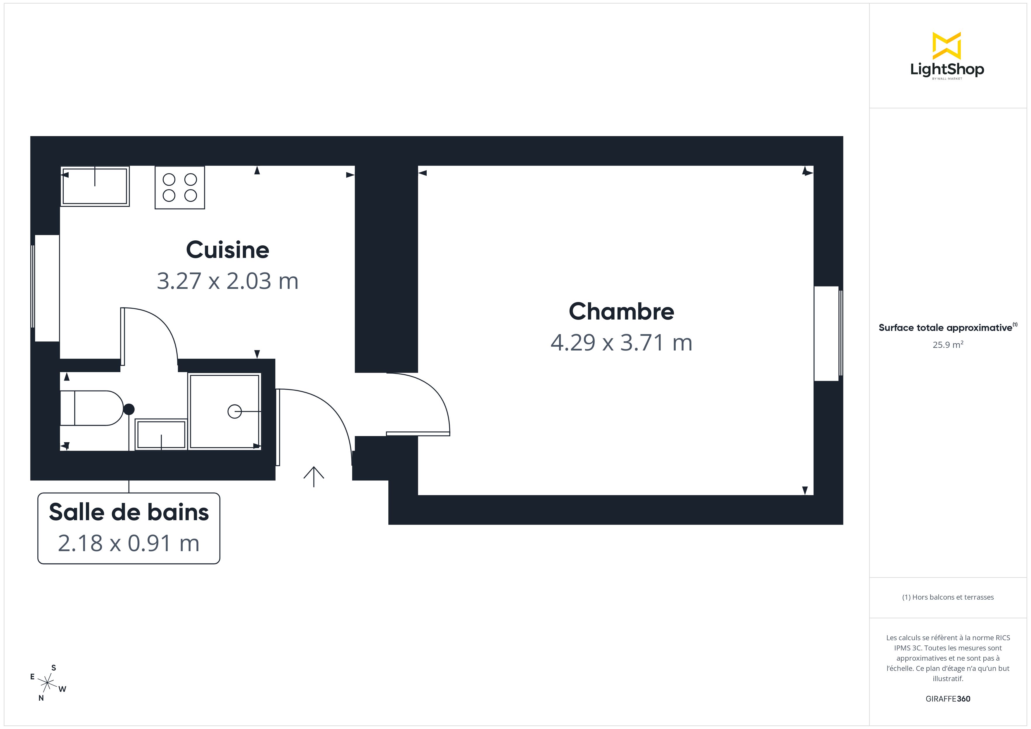 Plan 2D - Appartement 25.7 Nantes