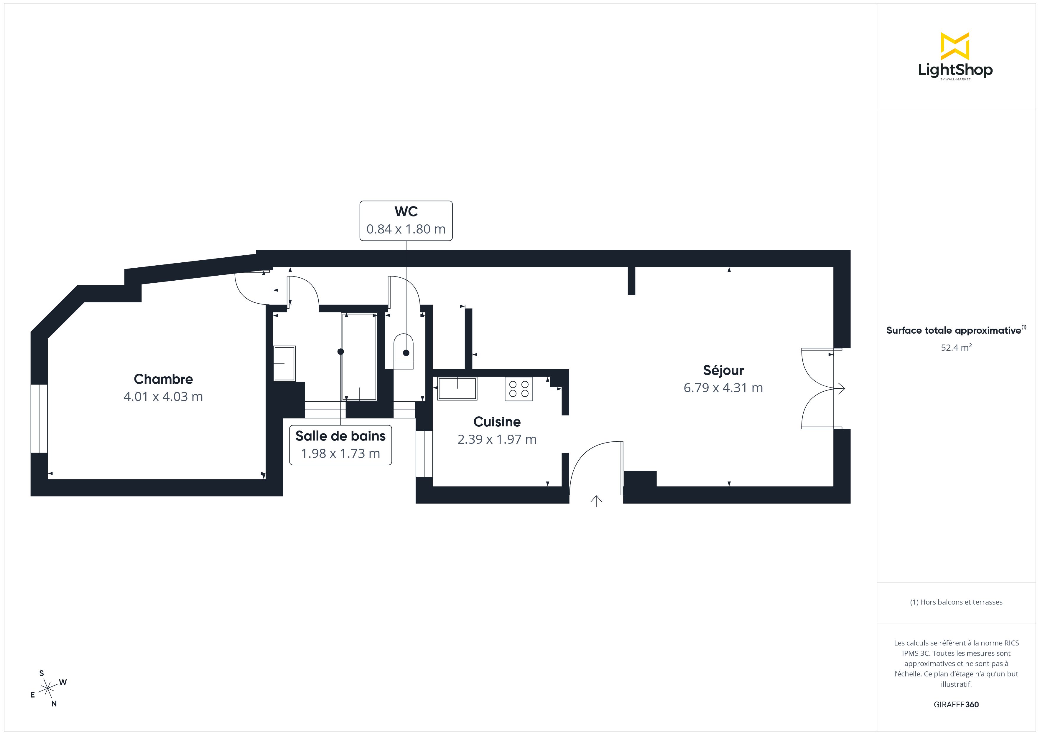 Plan 2D - Appartement 53.0 Vanves