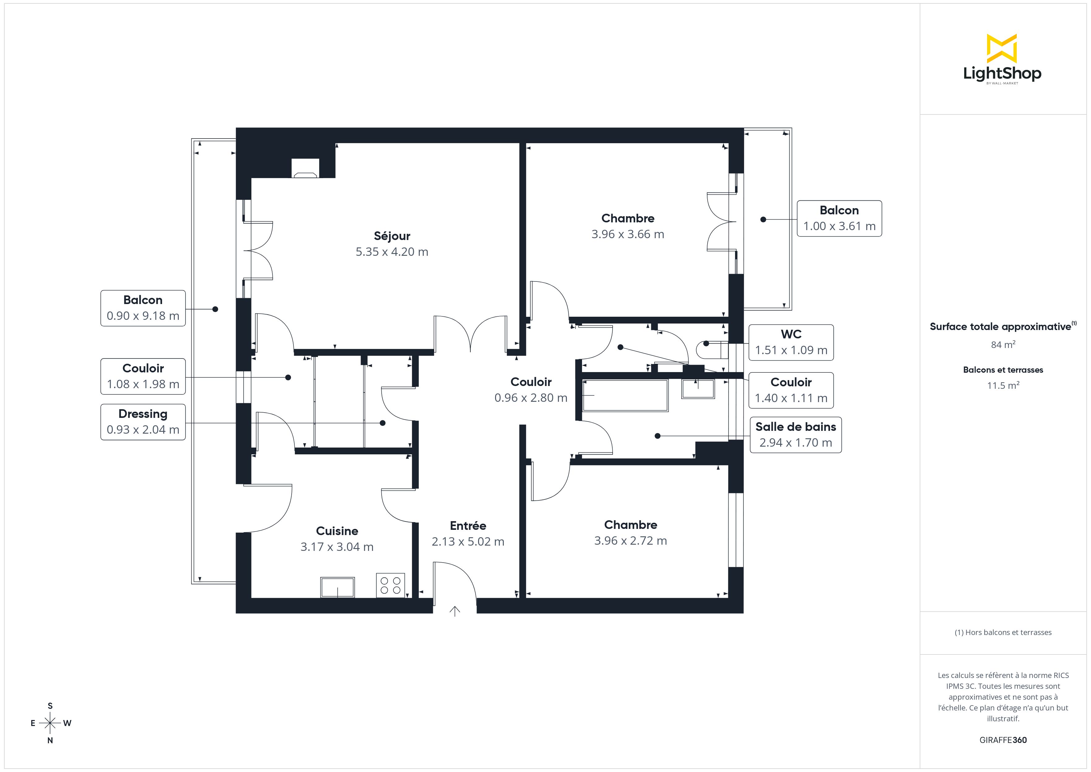 Plan 2D - Appartement 84.05 Bordeaux