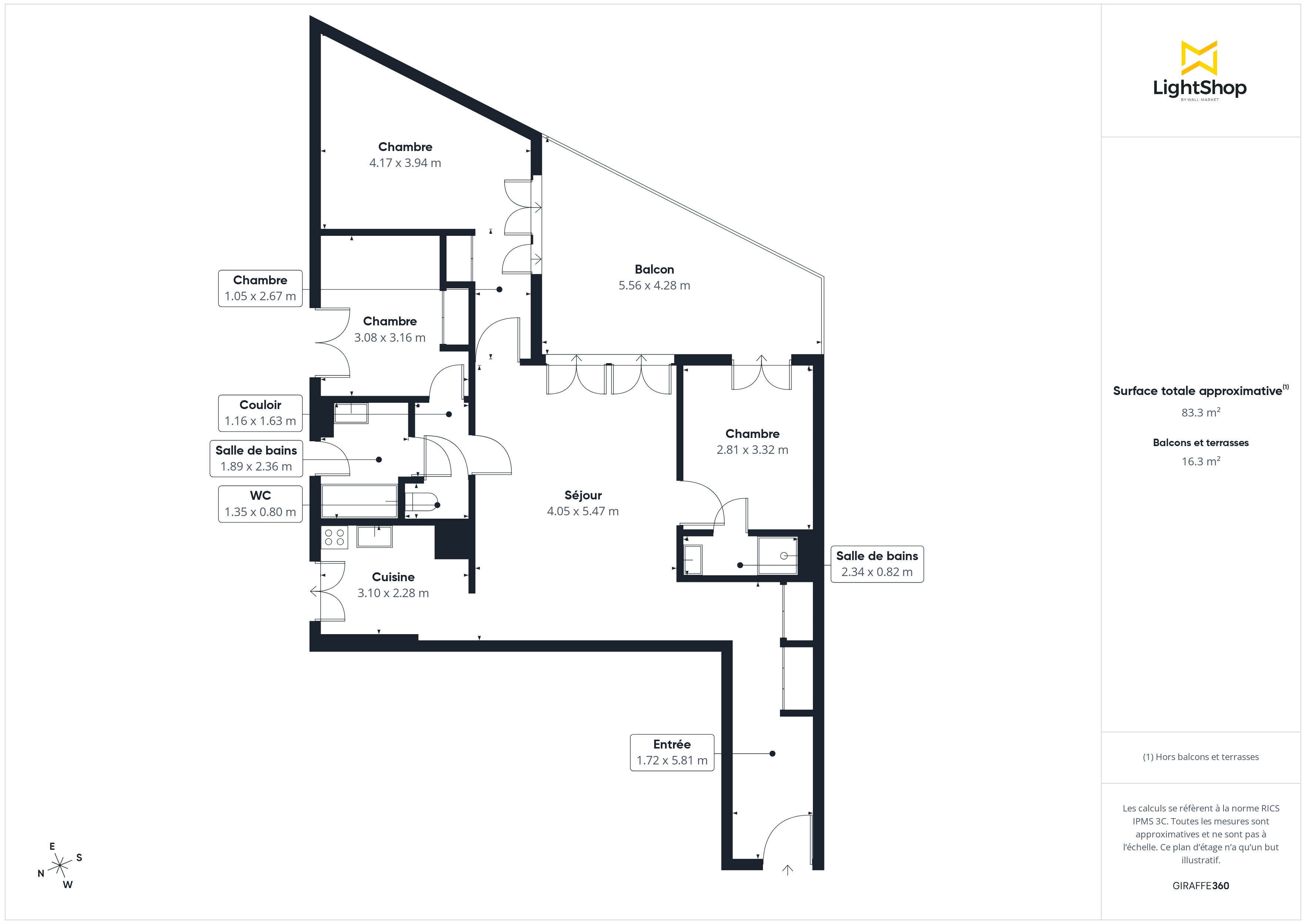 Plan 2D - Appartement 82.0 Bordeaux