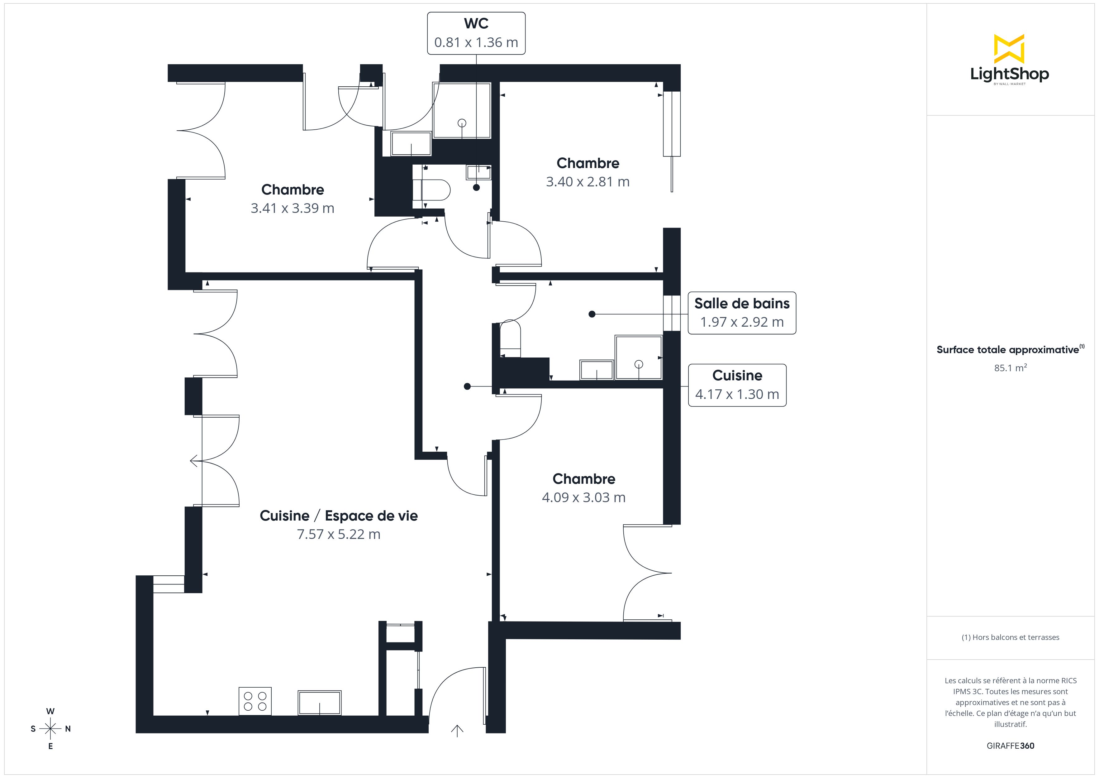 Plan 2D - Appartement 86.0 Saint-Maur-des-Fossés