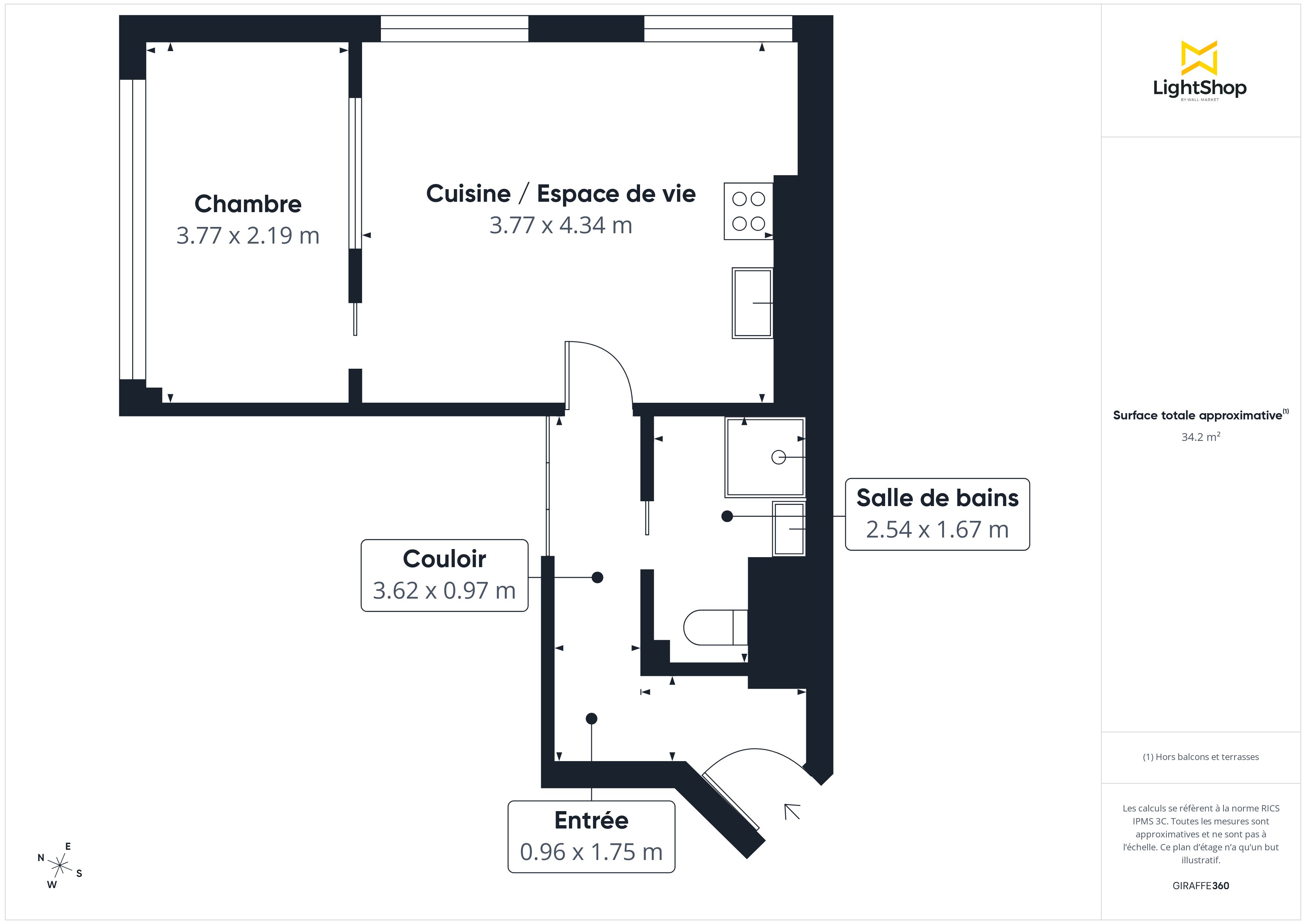 Plan 2D - Appartement 35.0 Clamart