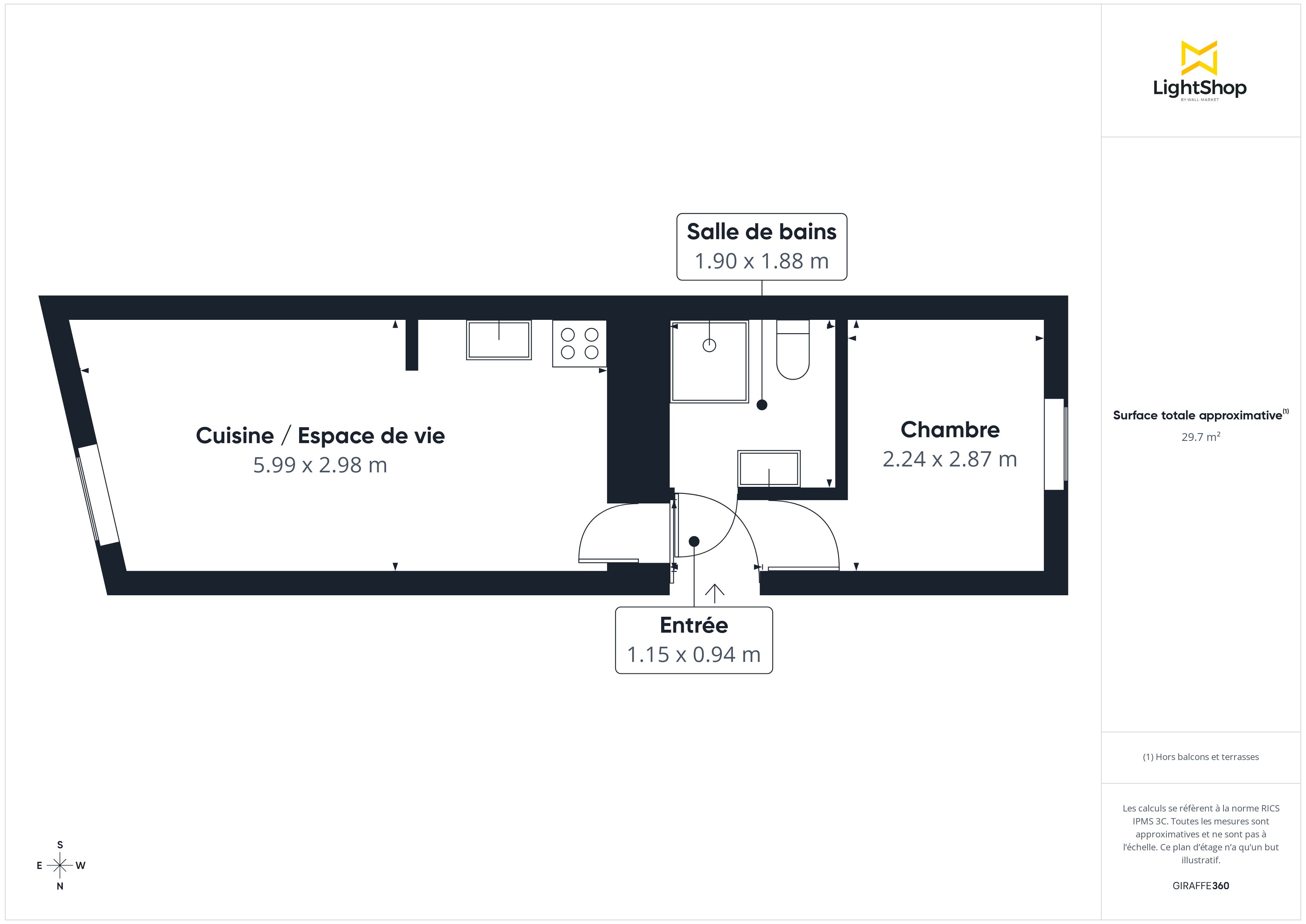 Plan 2D - Appartement 29.73 Nantes