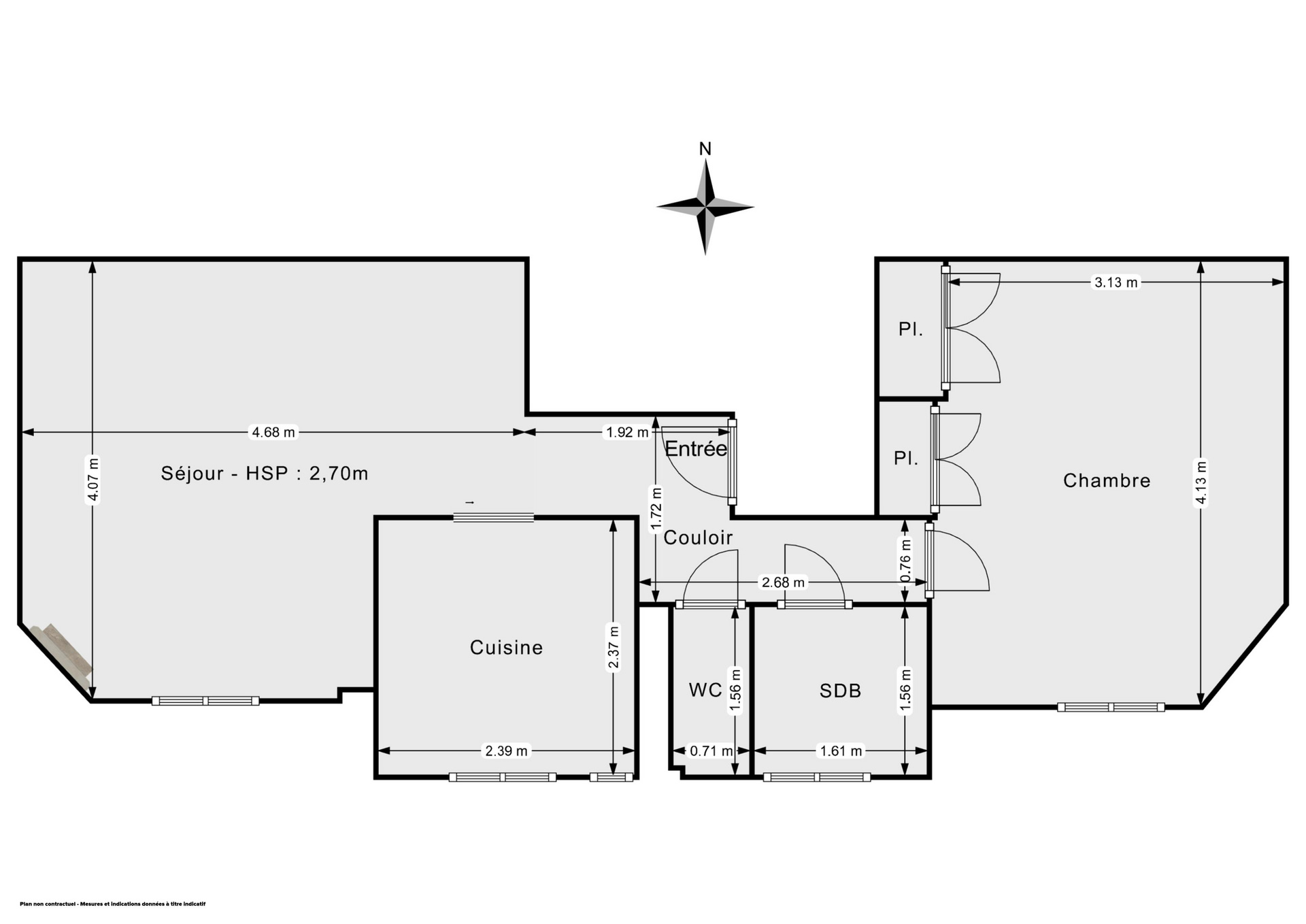 Plan 2D - Appartement 43.0 Gennevilliers