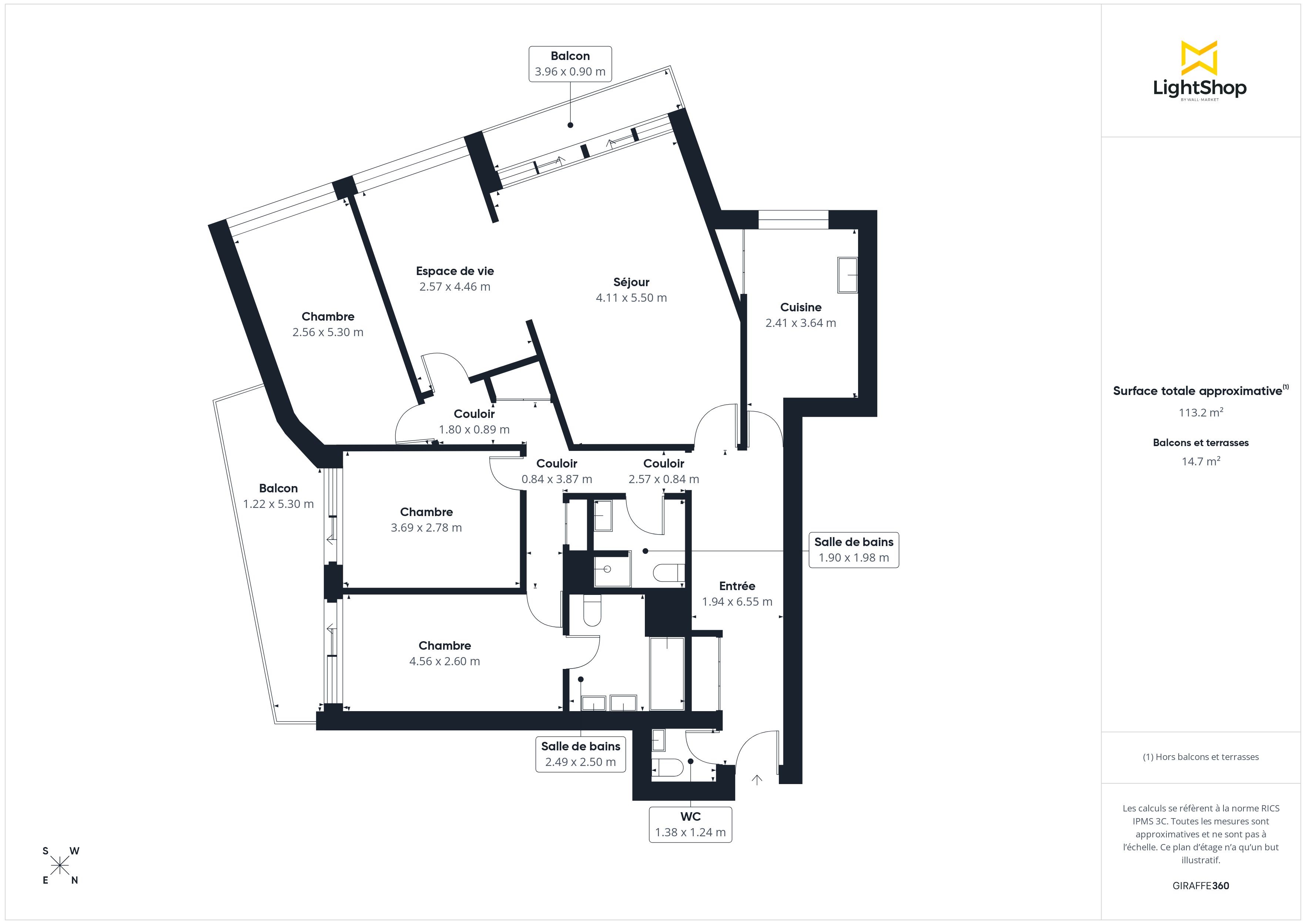 Plan 2D - Appartement 114.19 Paris