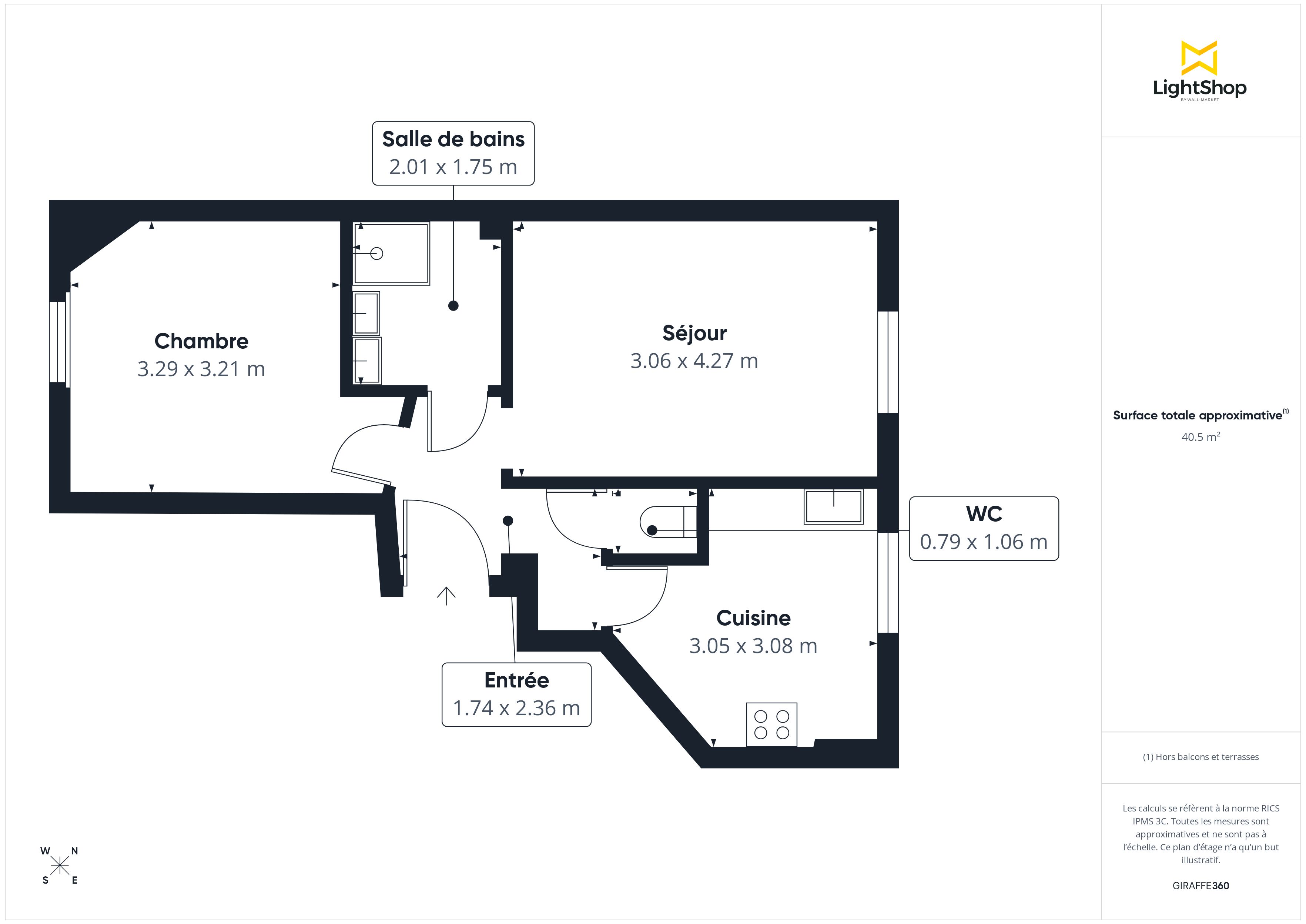 Plan 2D - Appartement 42.0 Clichy