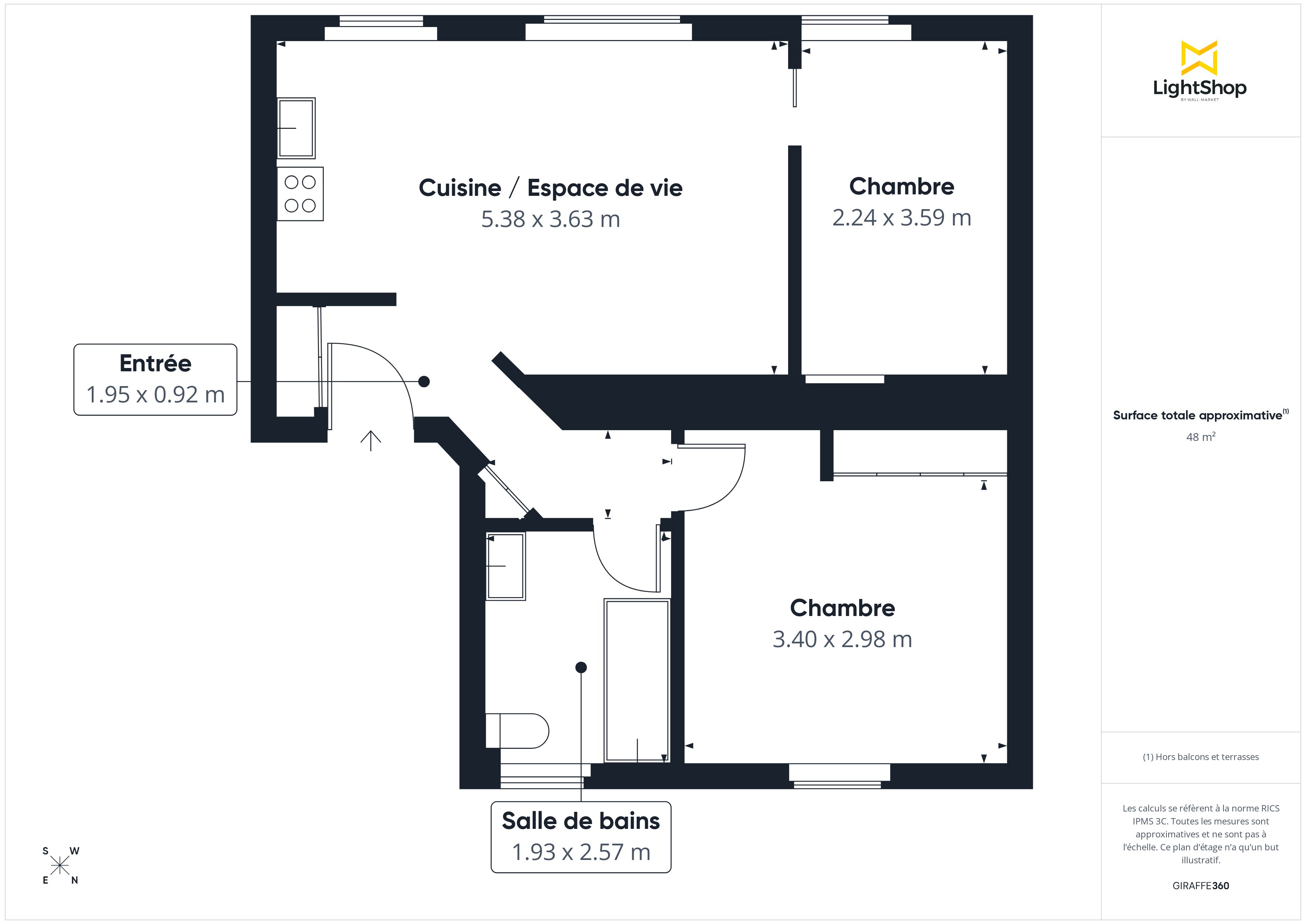 Plan 2D - Appartement 48.0 Paris