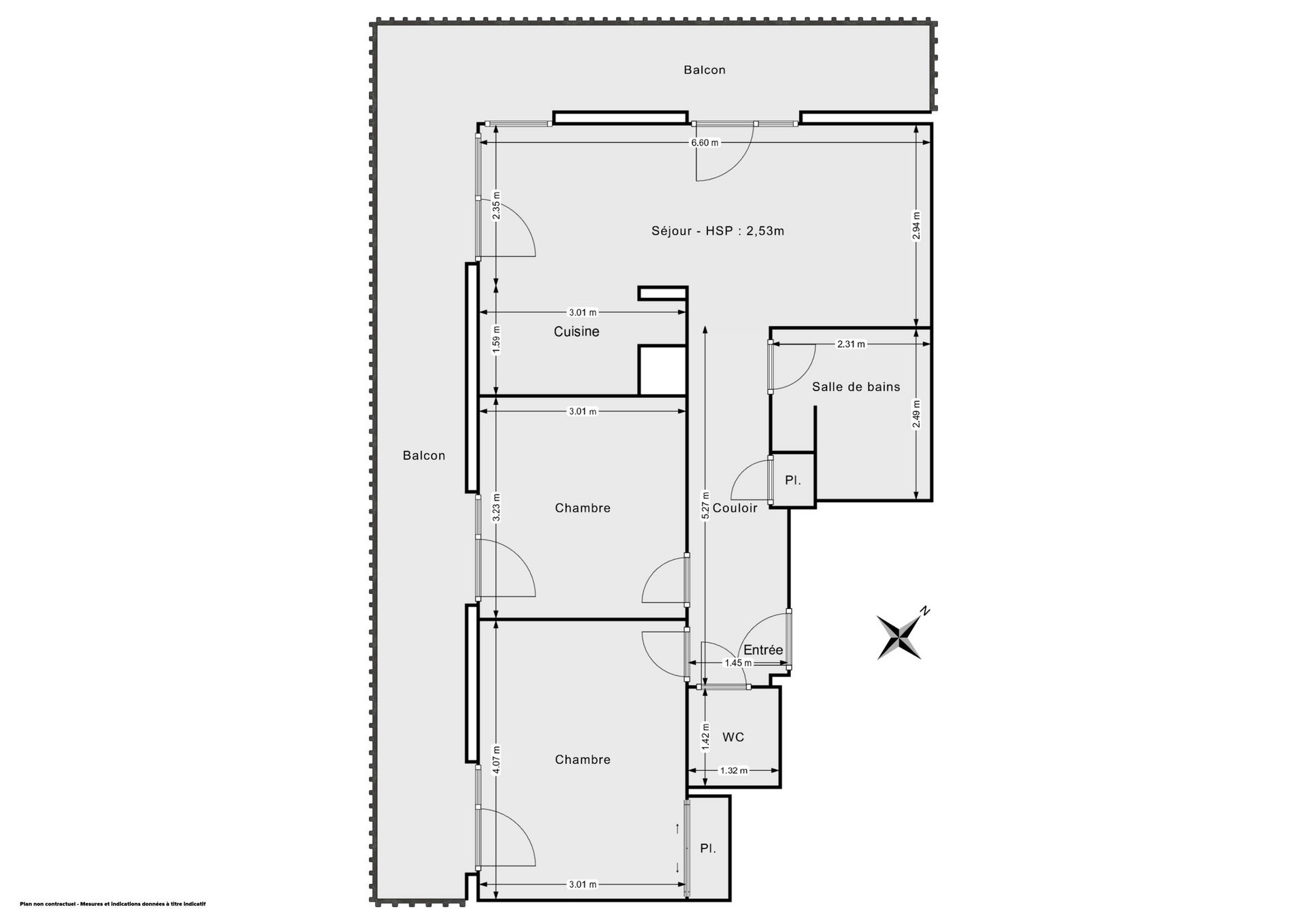 Plan 2D - Appartement 57.7 Gennevilliers