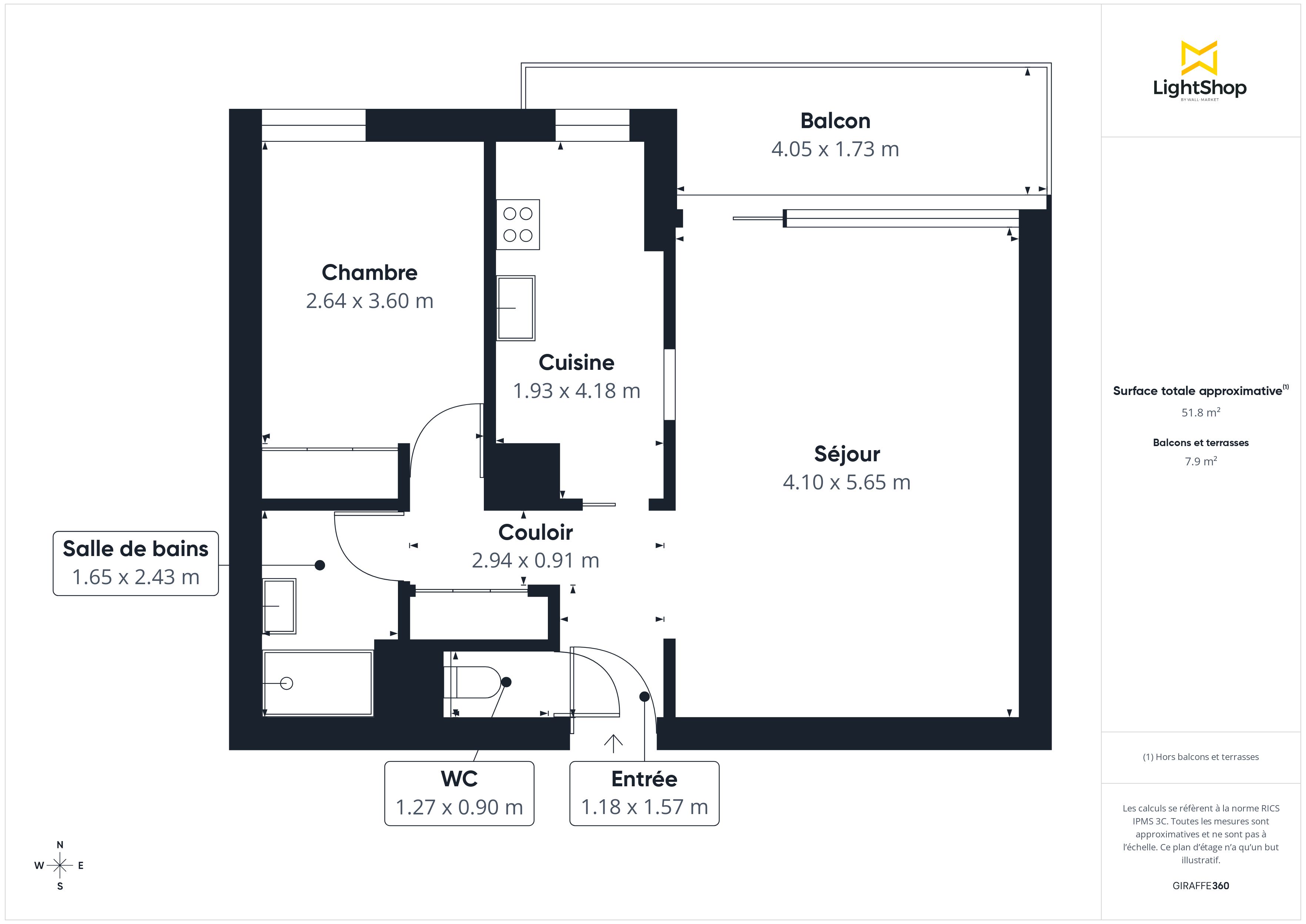Plan 2D - Appartement 52.65 Bruges