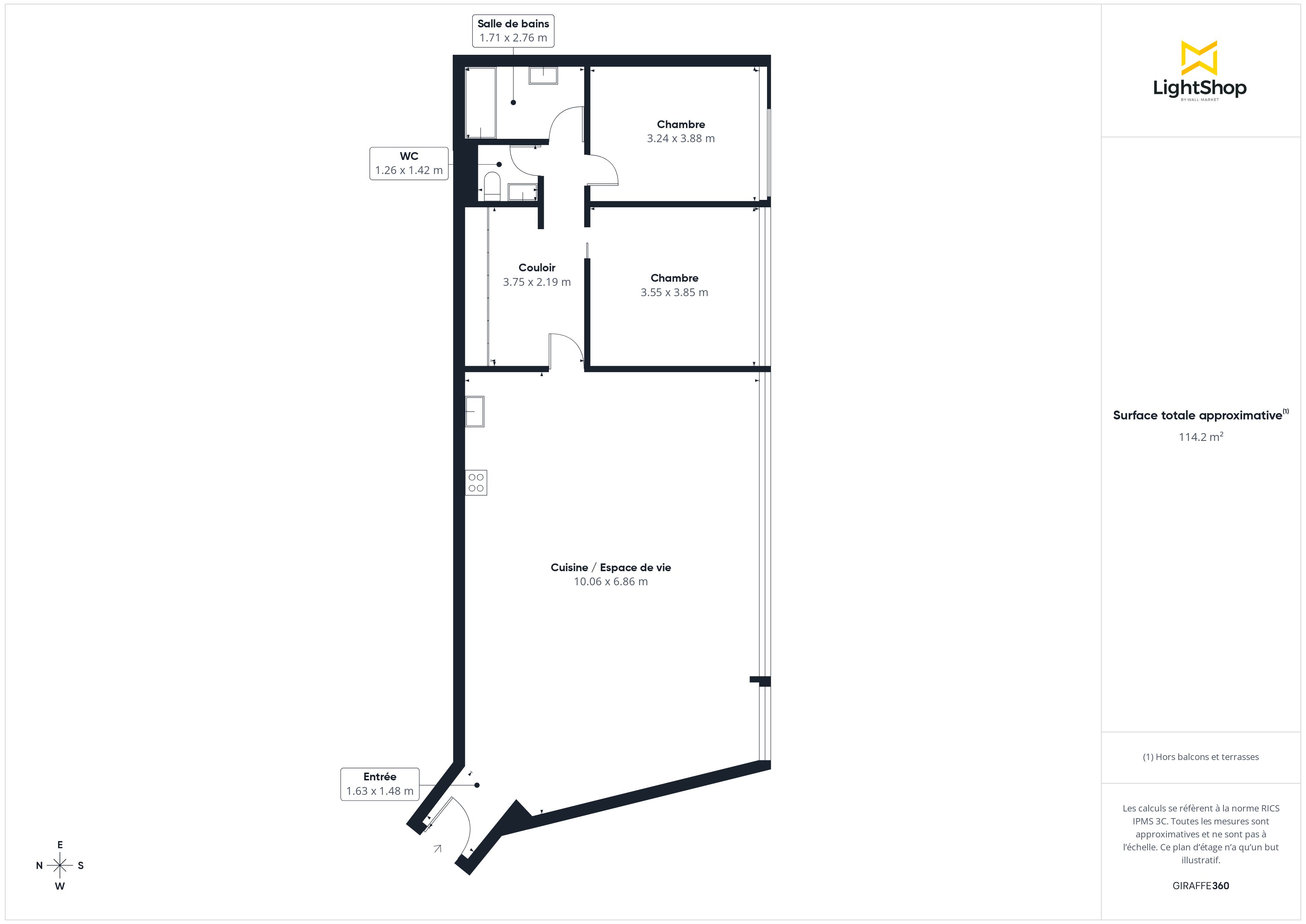 Plan 2D - Appartement 109.0 Pantin