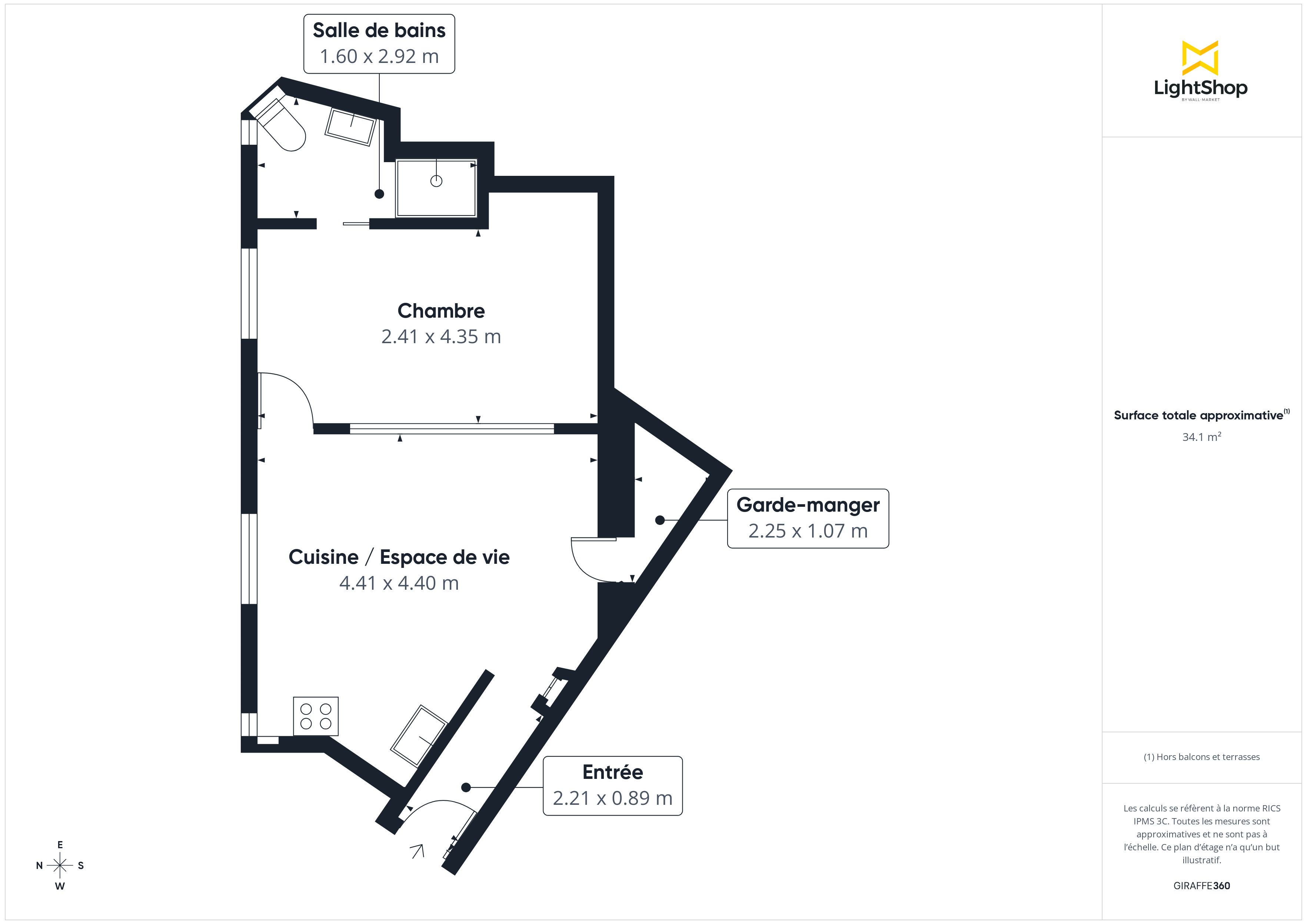 Plan 2D - Appartement 36.52 Paris