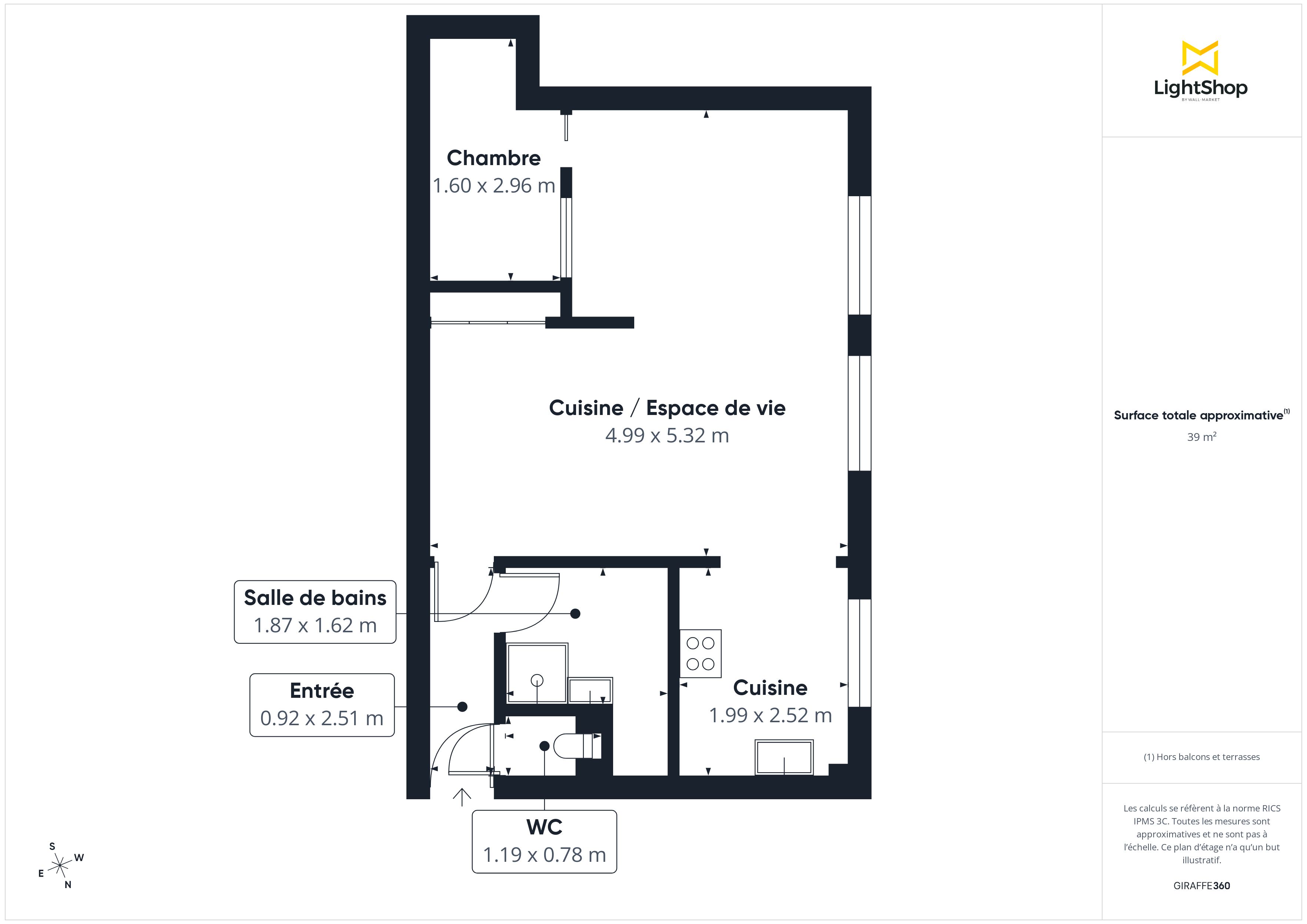Plan 2D - Appartement 40.0 Clamart