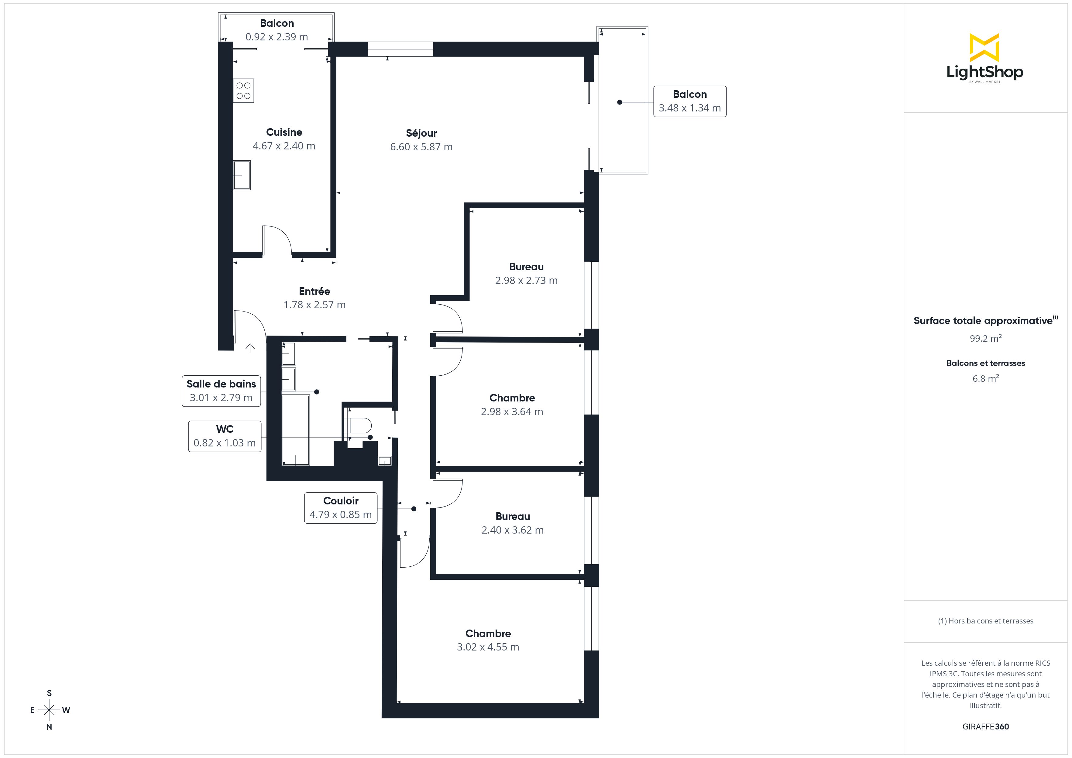 Plan 2D - Appartement 99.51 Lyon