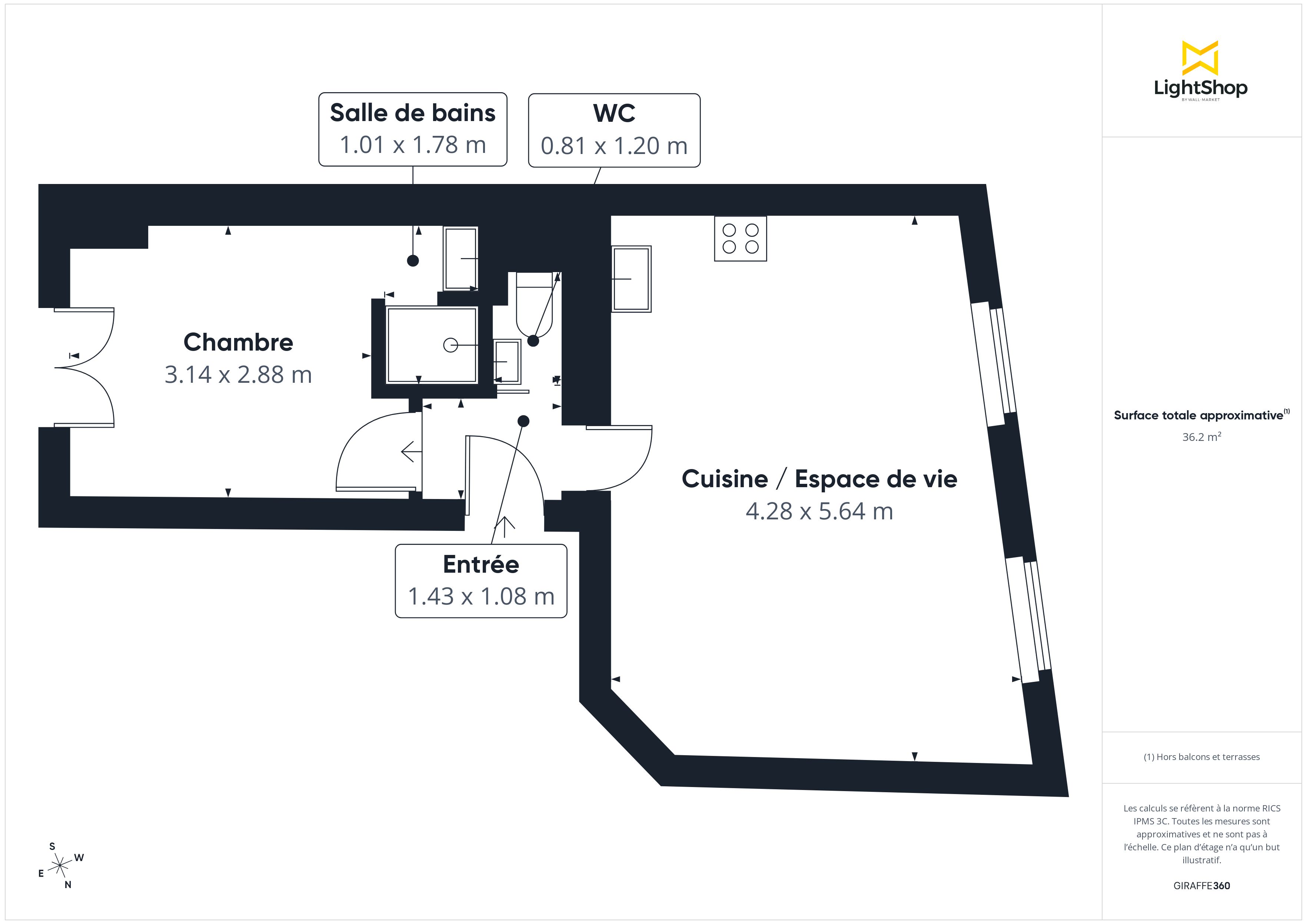 Plan 2D - Appartement 36.5 Paris