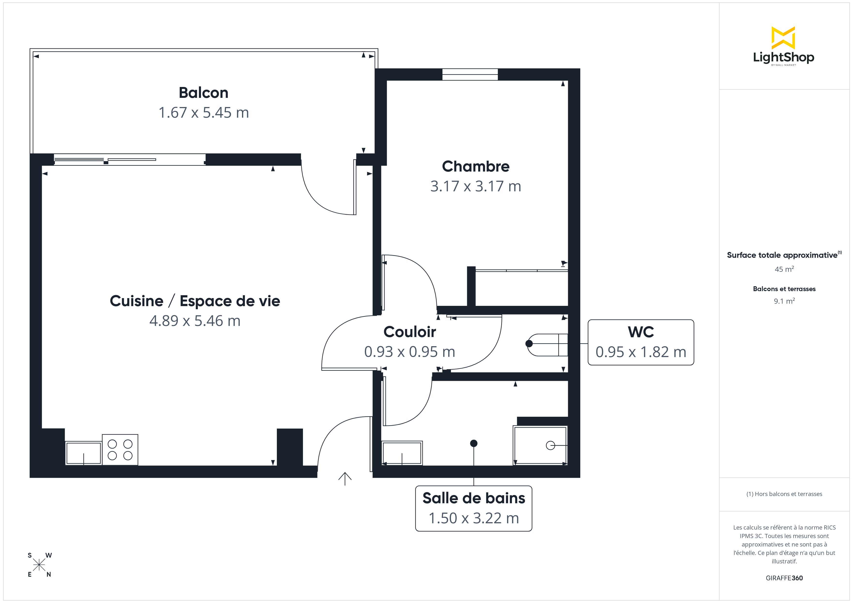 Plan 2D - Appartement 45.4 Nantes