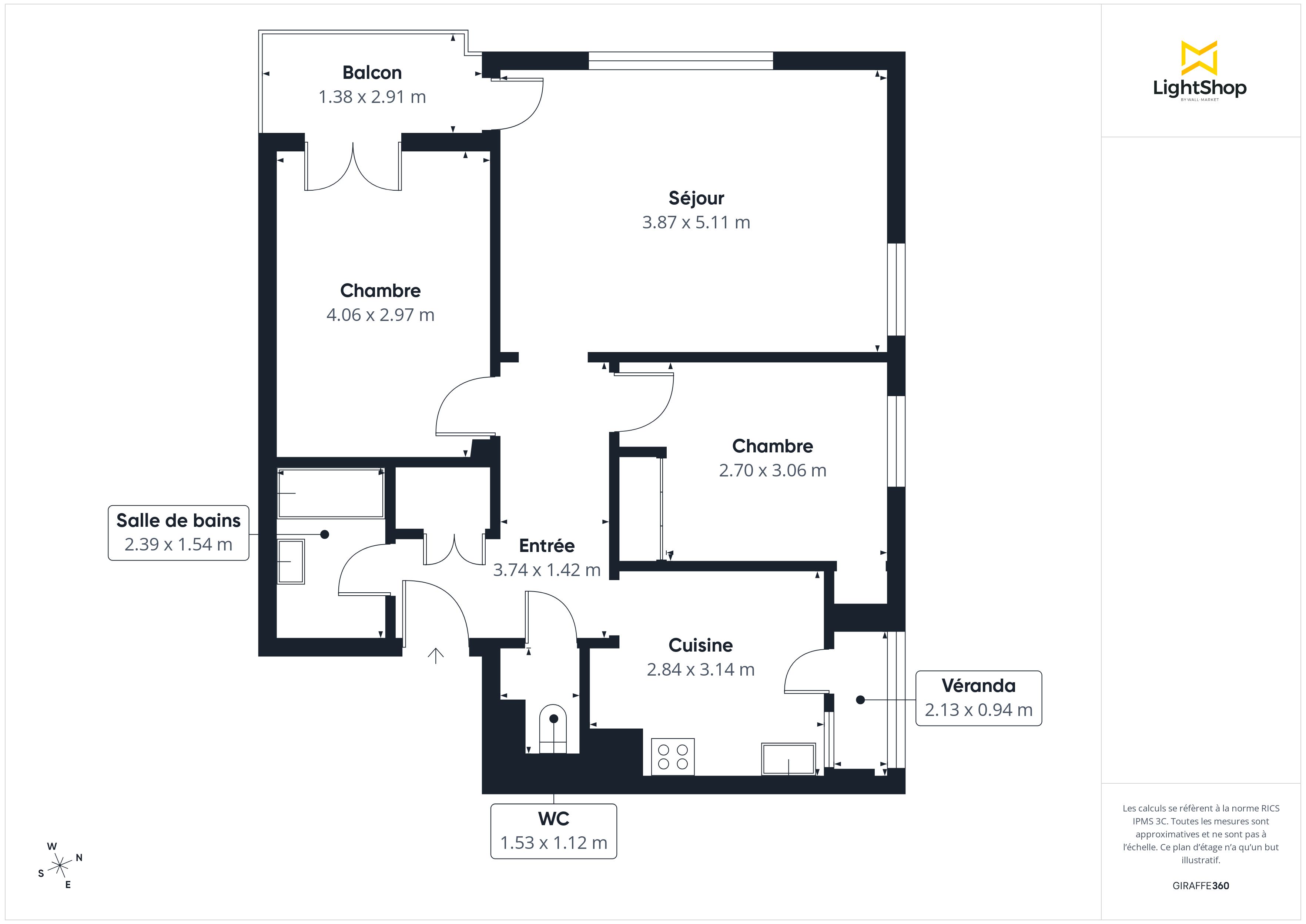 Plan 2D - Appartement 63.0 Nantes