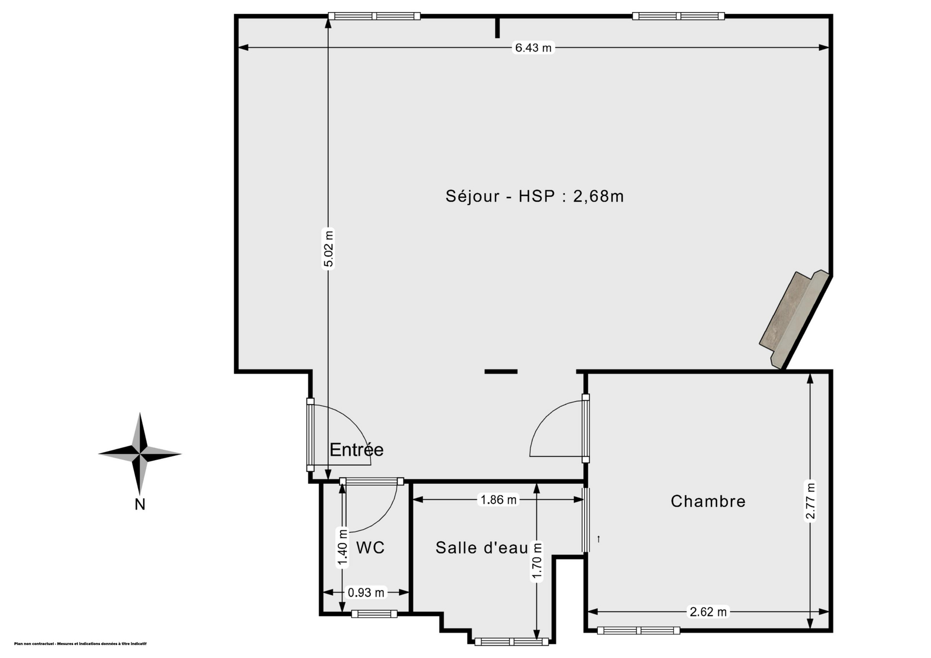 Plan 2D - Appartement 38.53 Paris
