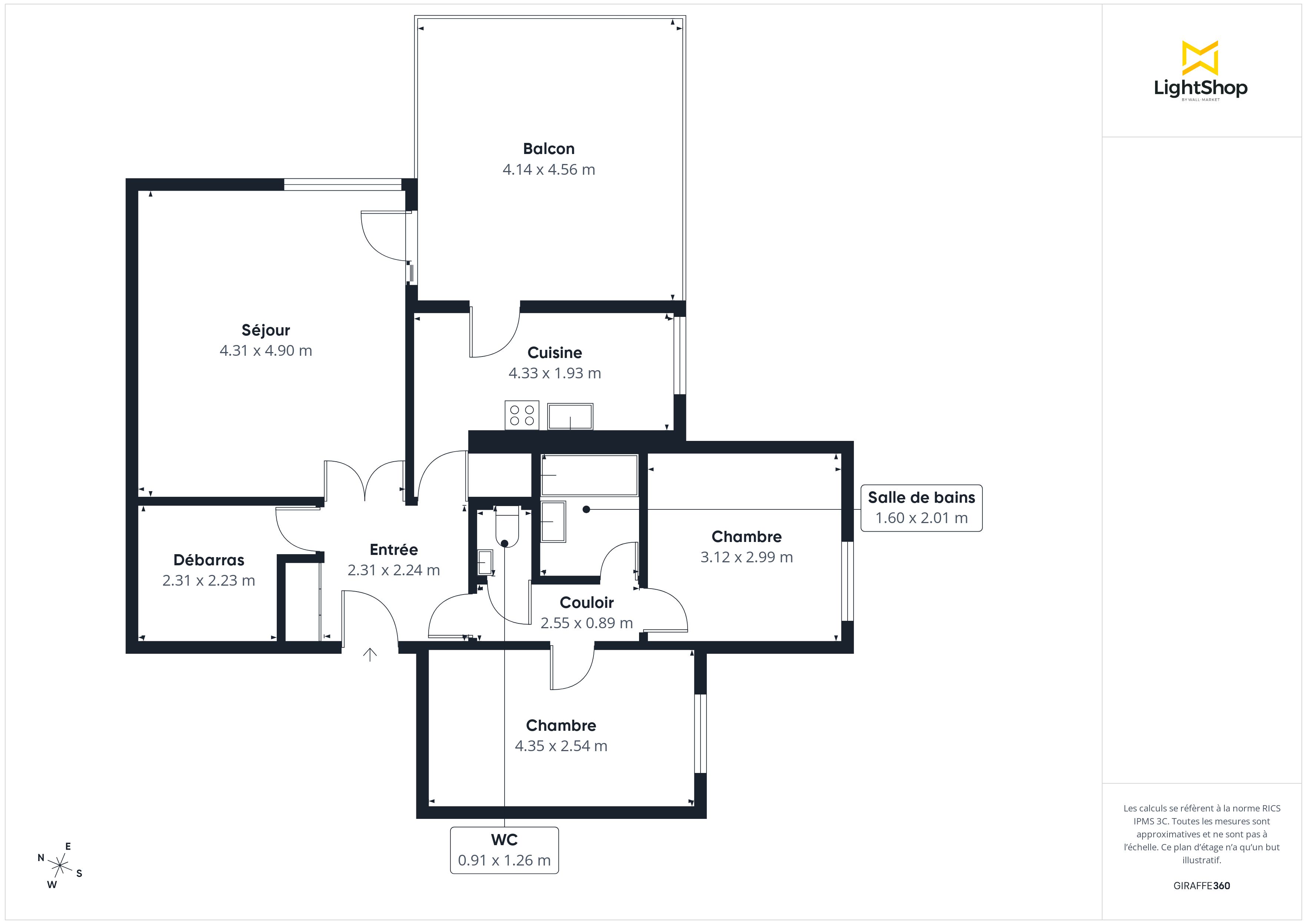 Plan 2D - Appartement 69.0 Fontenay-sous-Bois