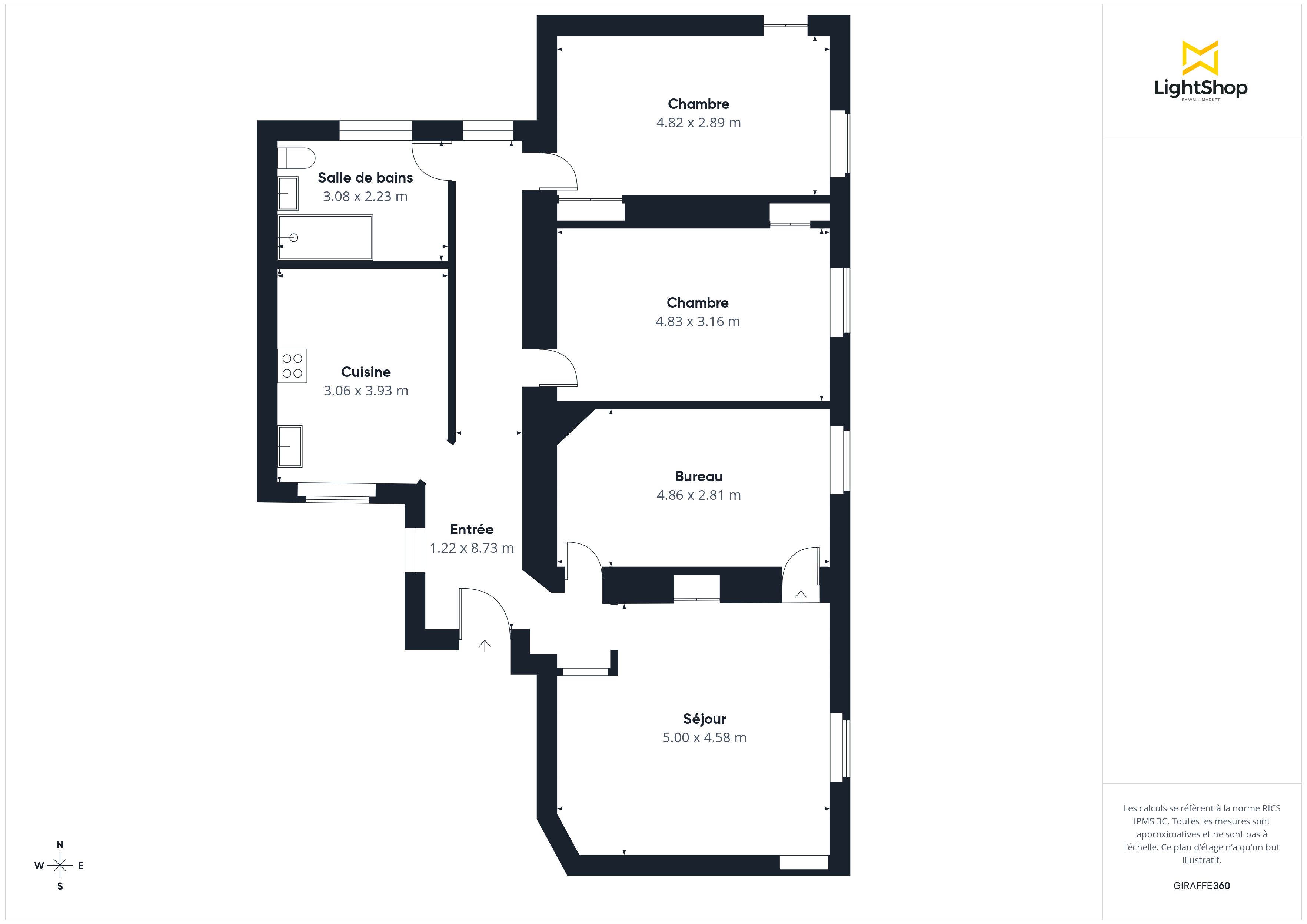 Plan 2D - Appartement 96.88 Nantes