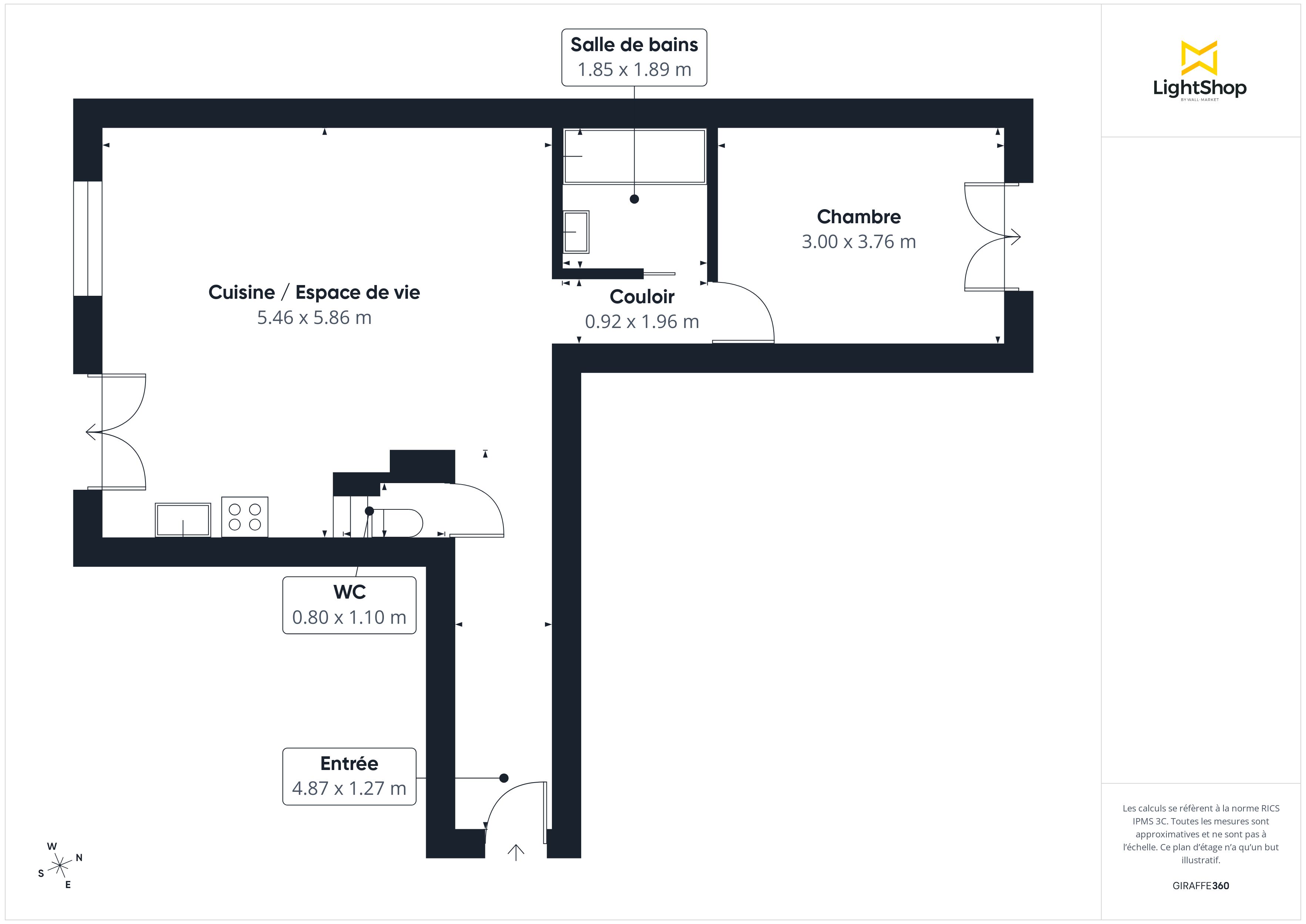 Plan 2D - Appartement 52.0 Paris