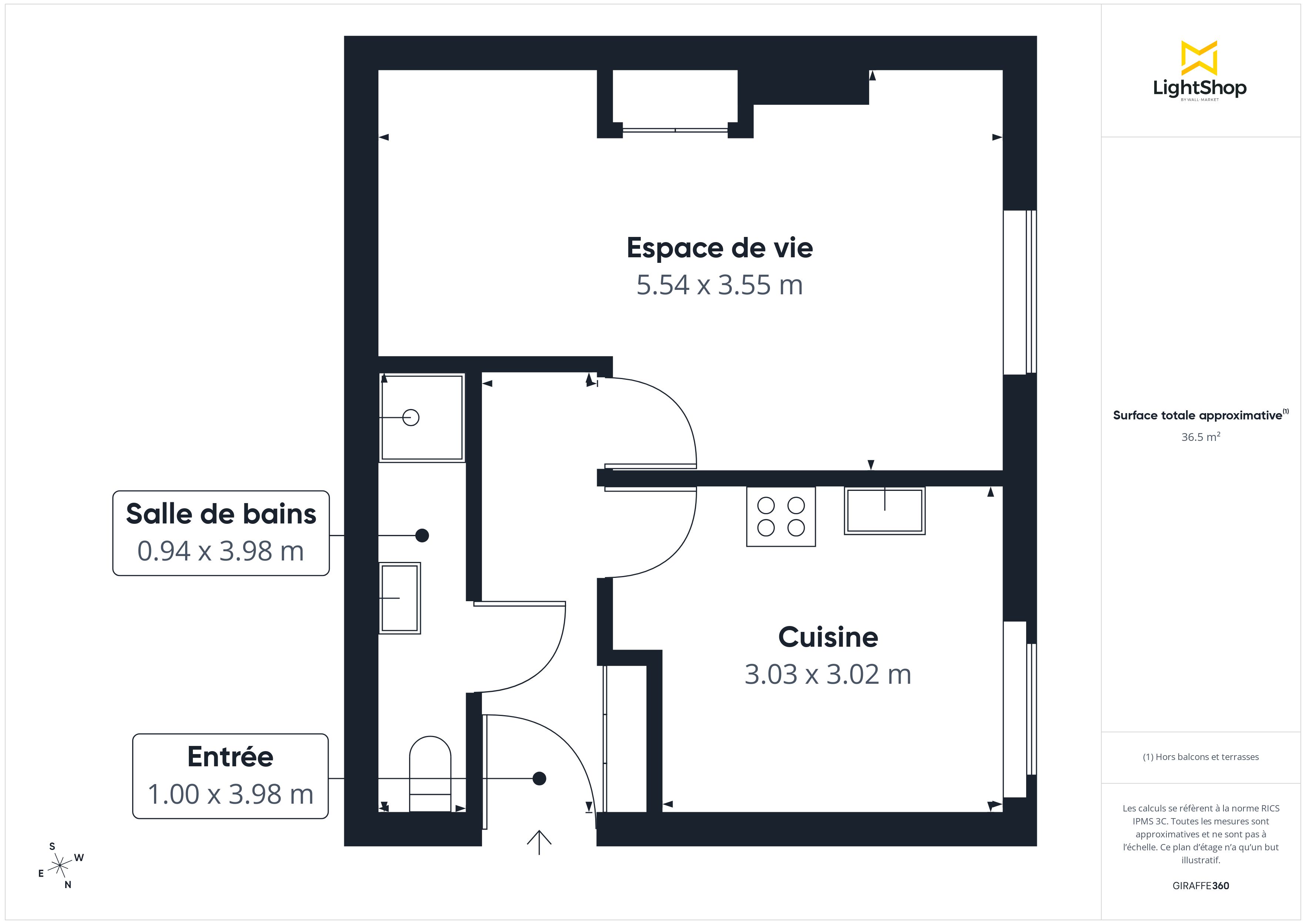 Plan 2D - Appartement 35.6 Lyon