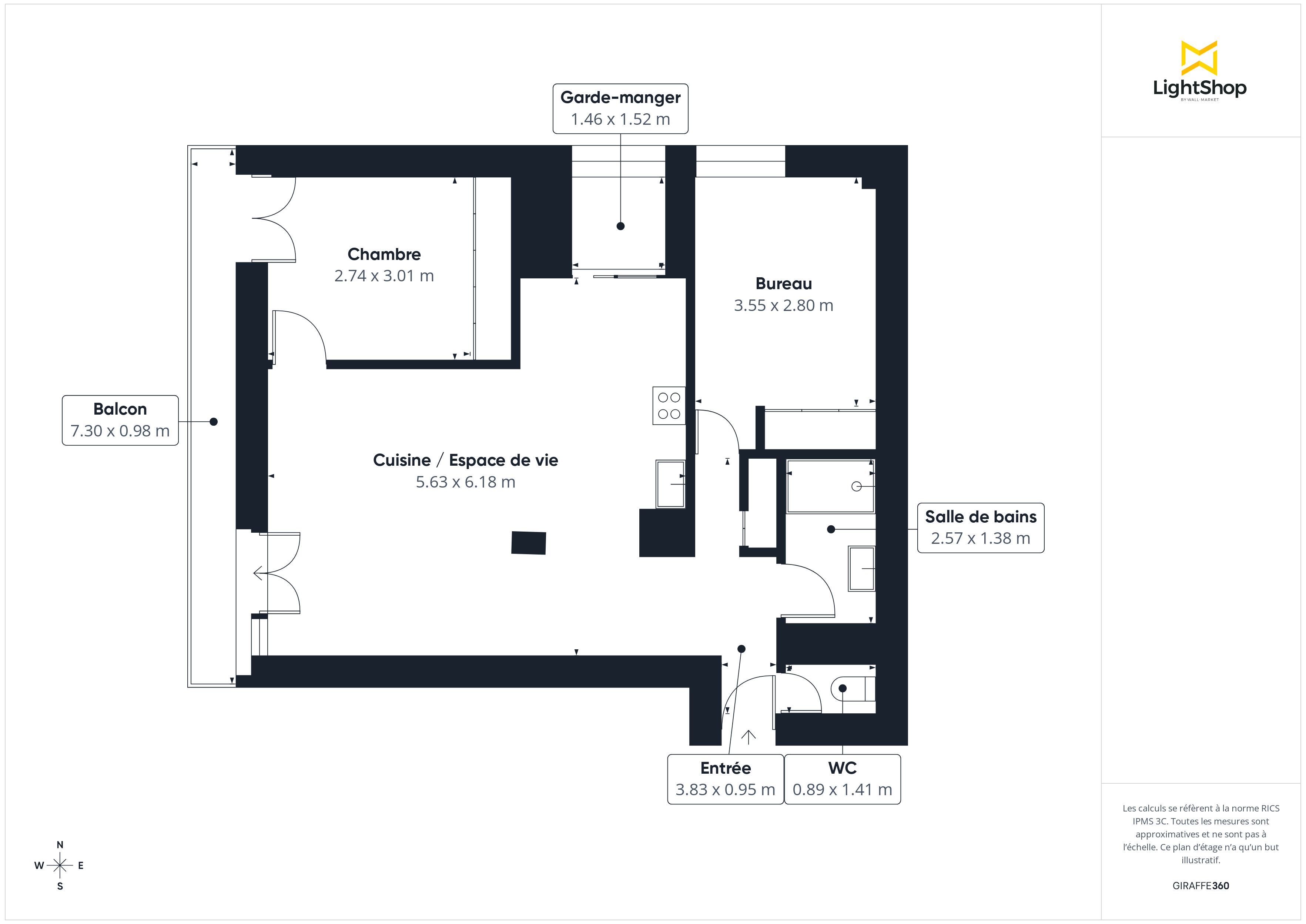 Plan 2D - Appartement 61.37 Francheville