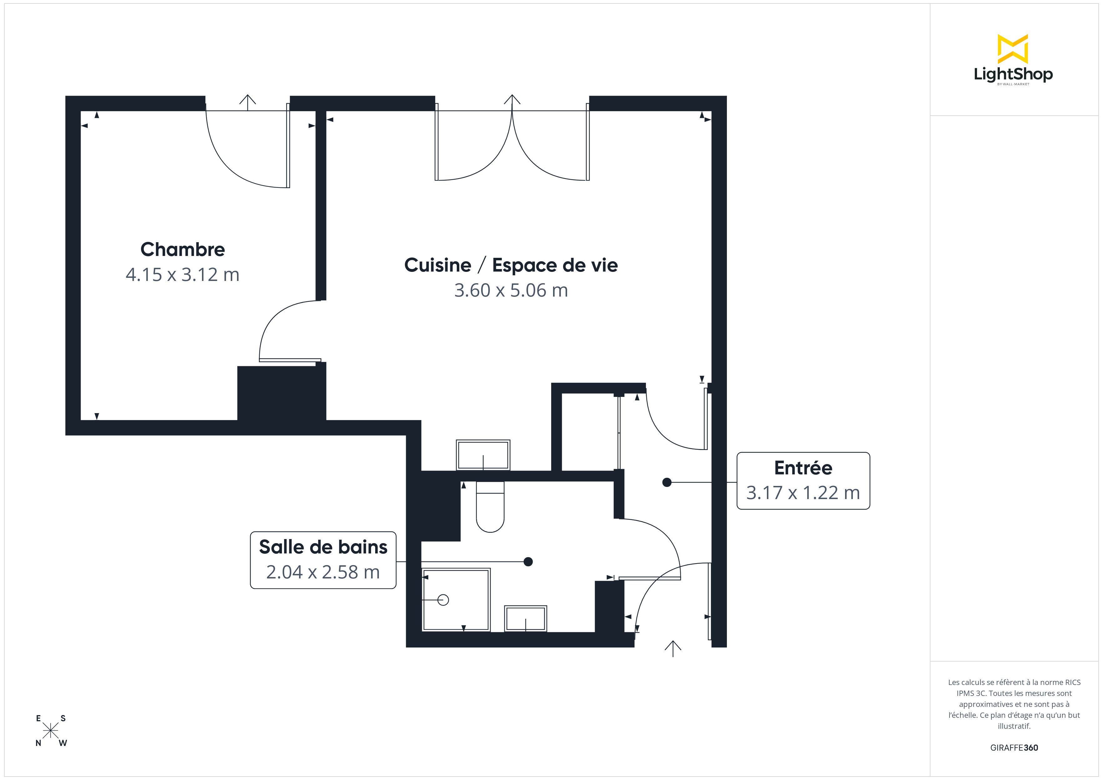 Plan 2D - Appartement 42.84 Saint-Herblain