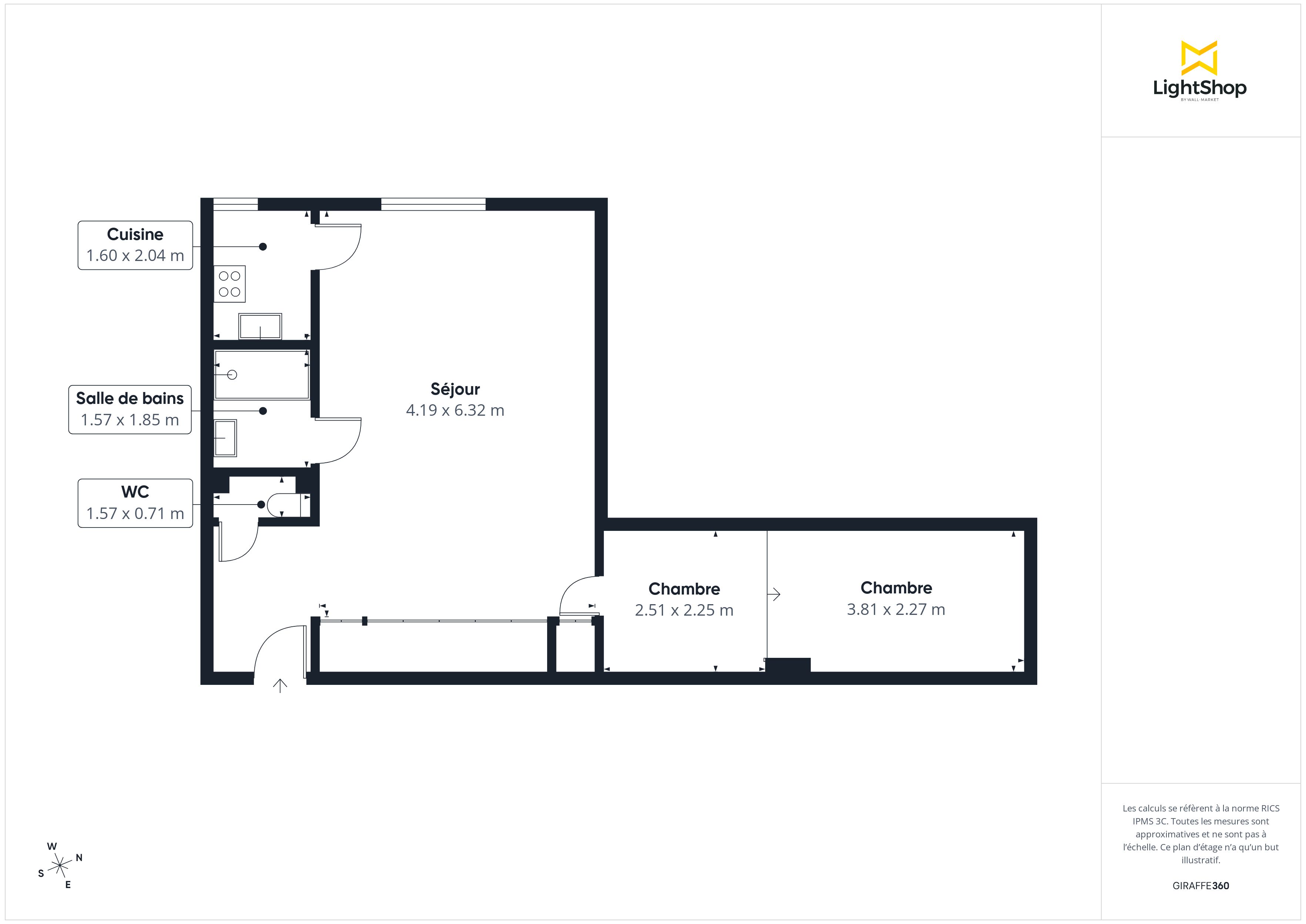 Plan 2D - Appartement 55.9 Paris