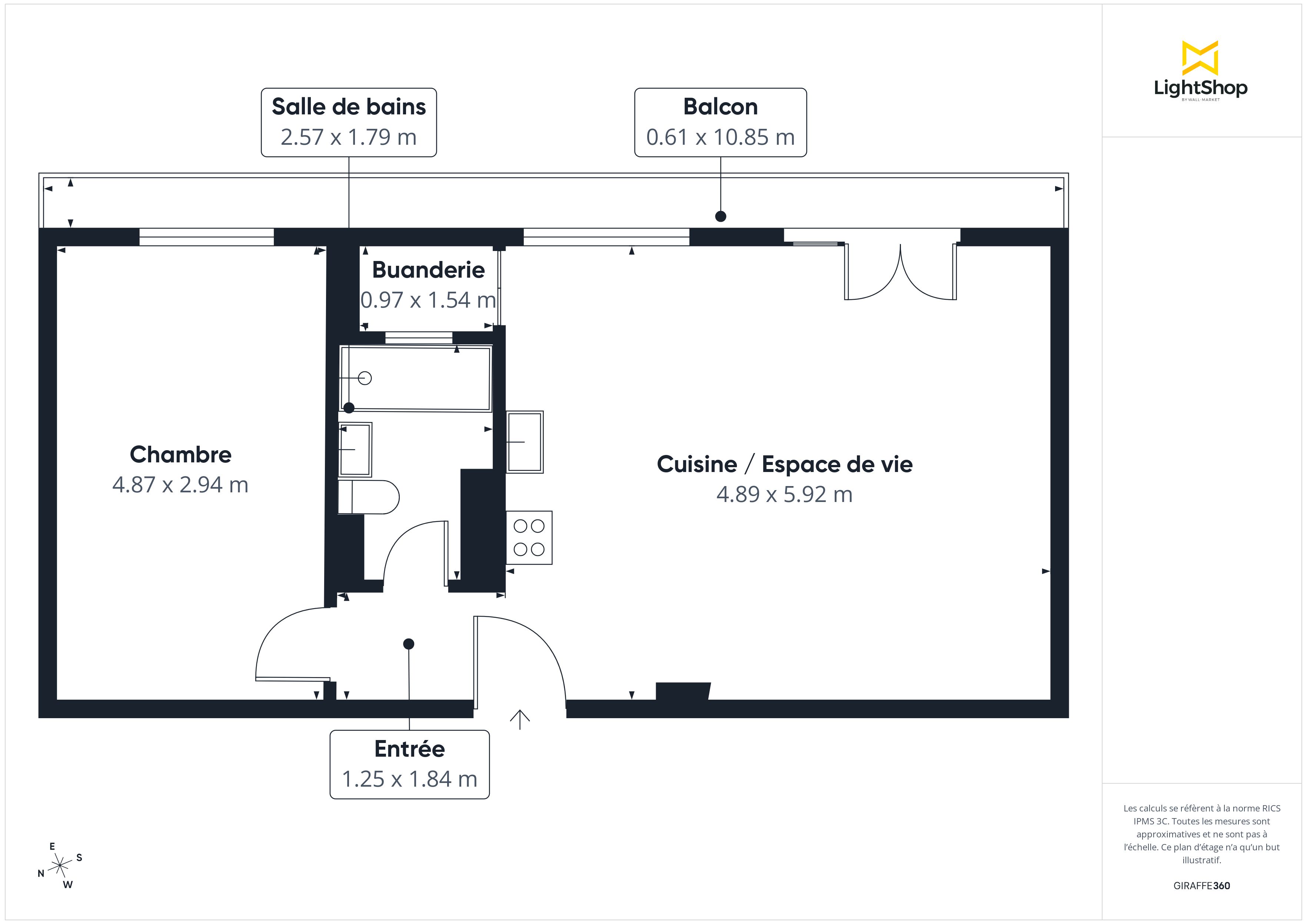 Plan 2D - Appartement 49.0 Nantes