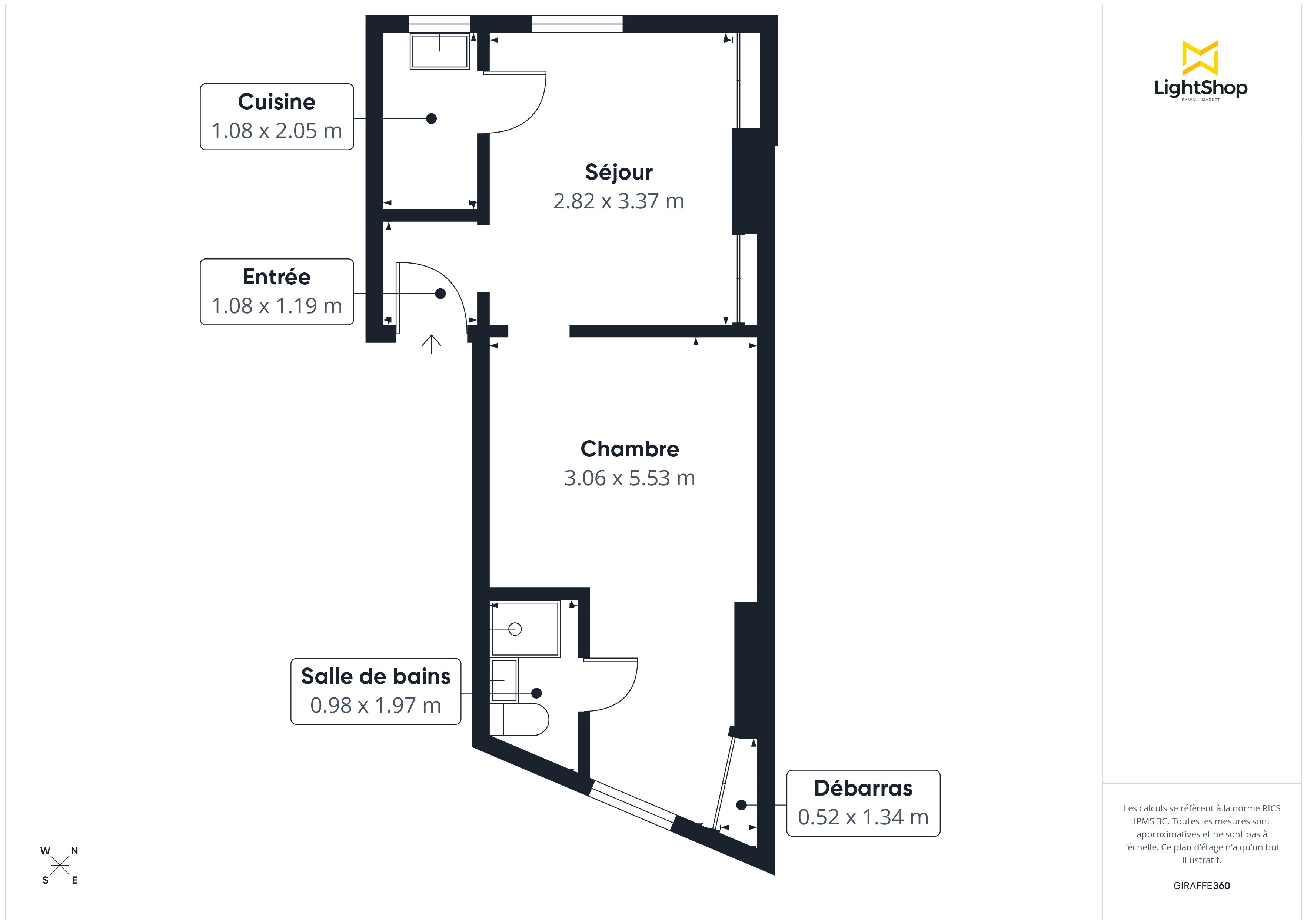 Plan 2D - Appartement 29.67 Paris