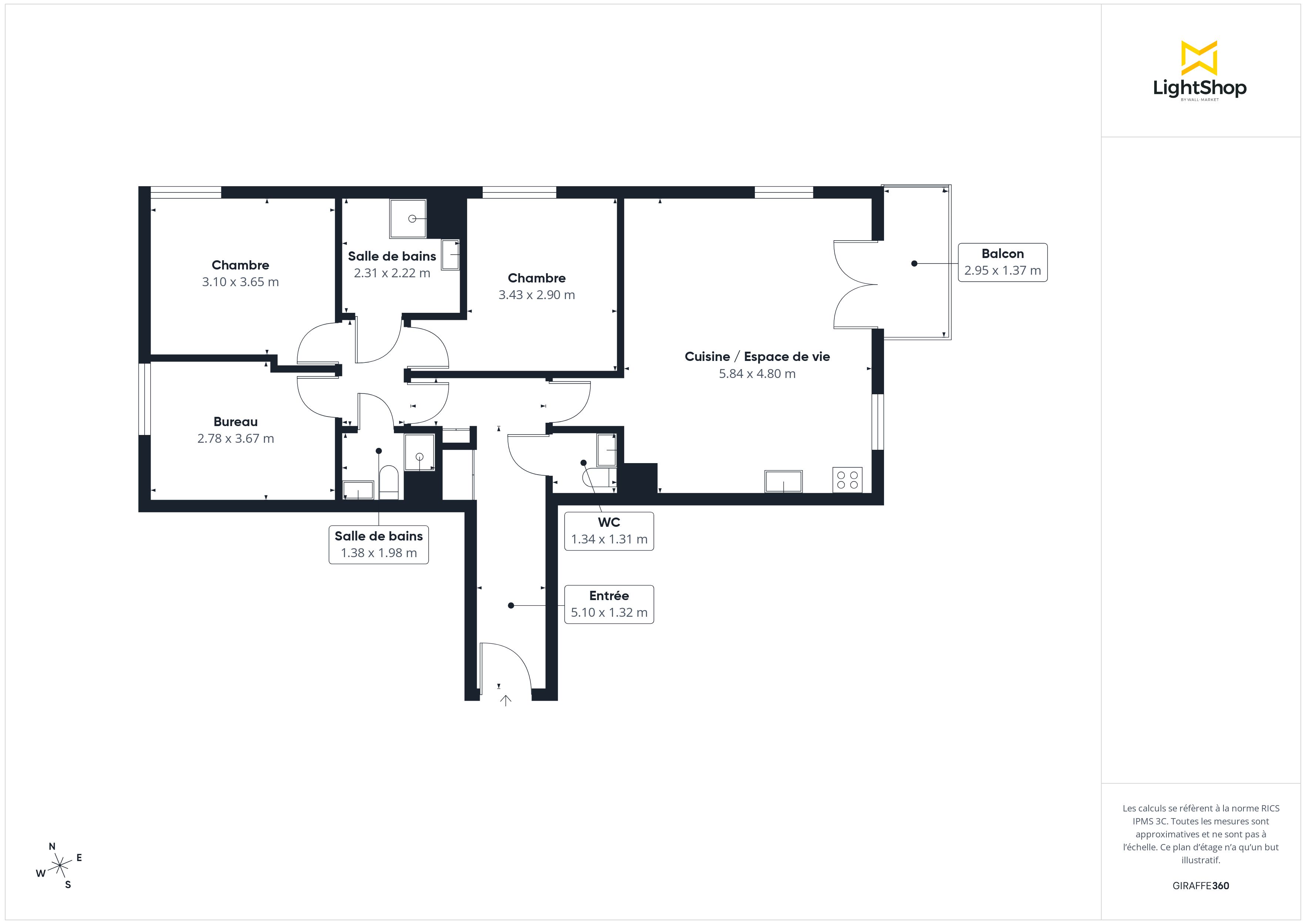 Plan 2D - Appartement 82.0 Sartrouville