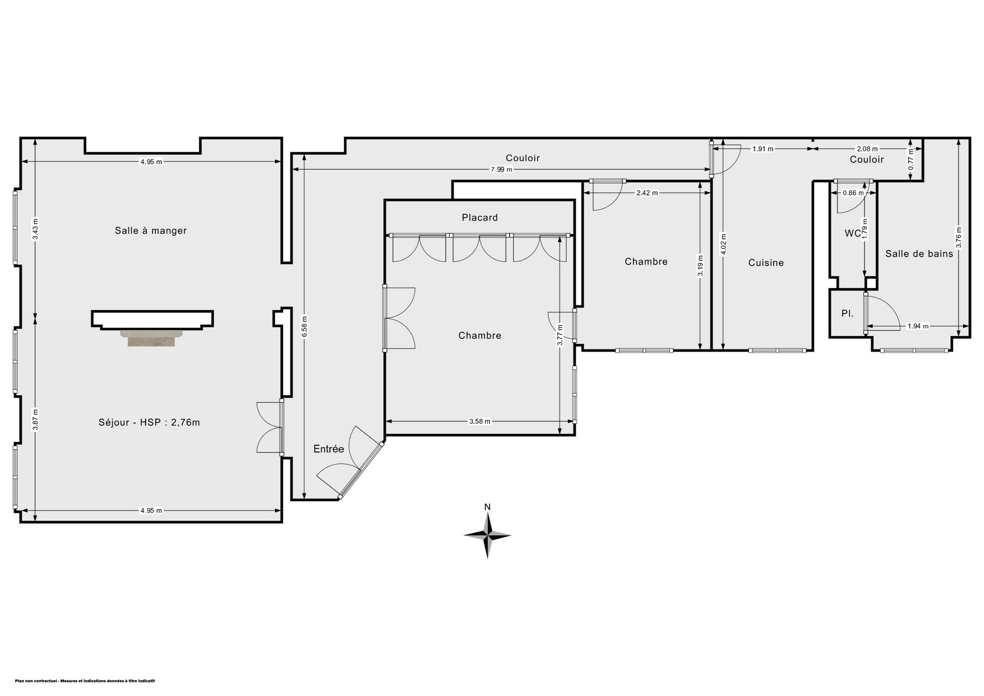 Plan 2D - Appartement 91.47 Paris