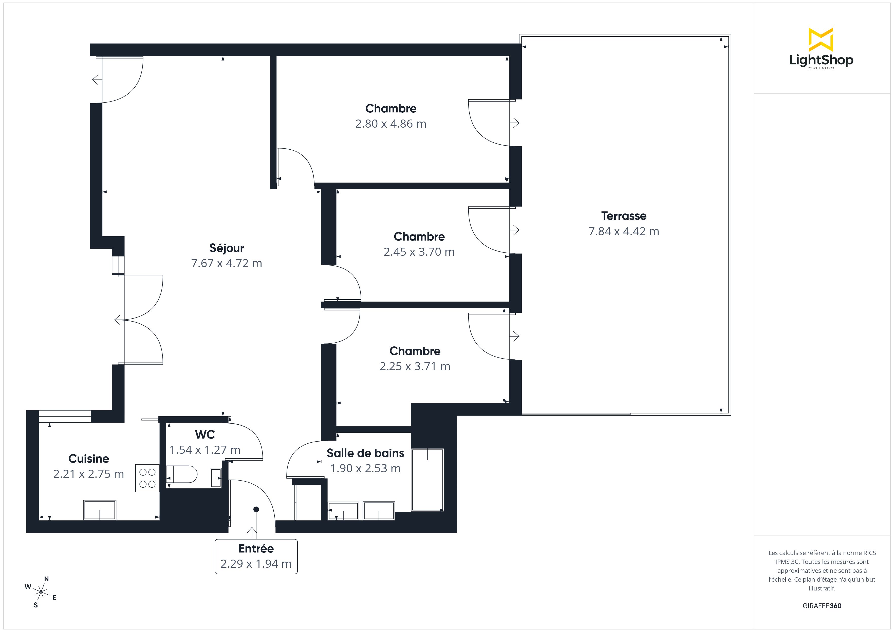 Plan 2D - Appartement 80.42 Vitry-sur-Seine