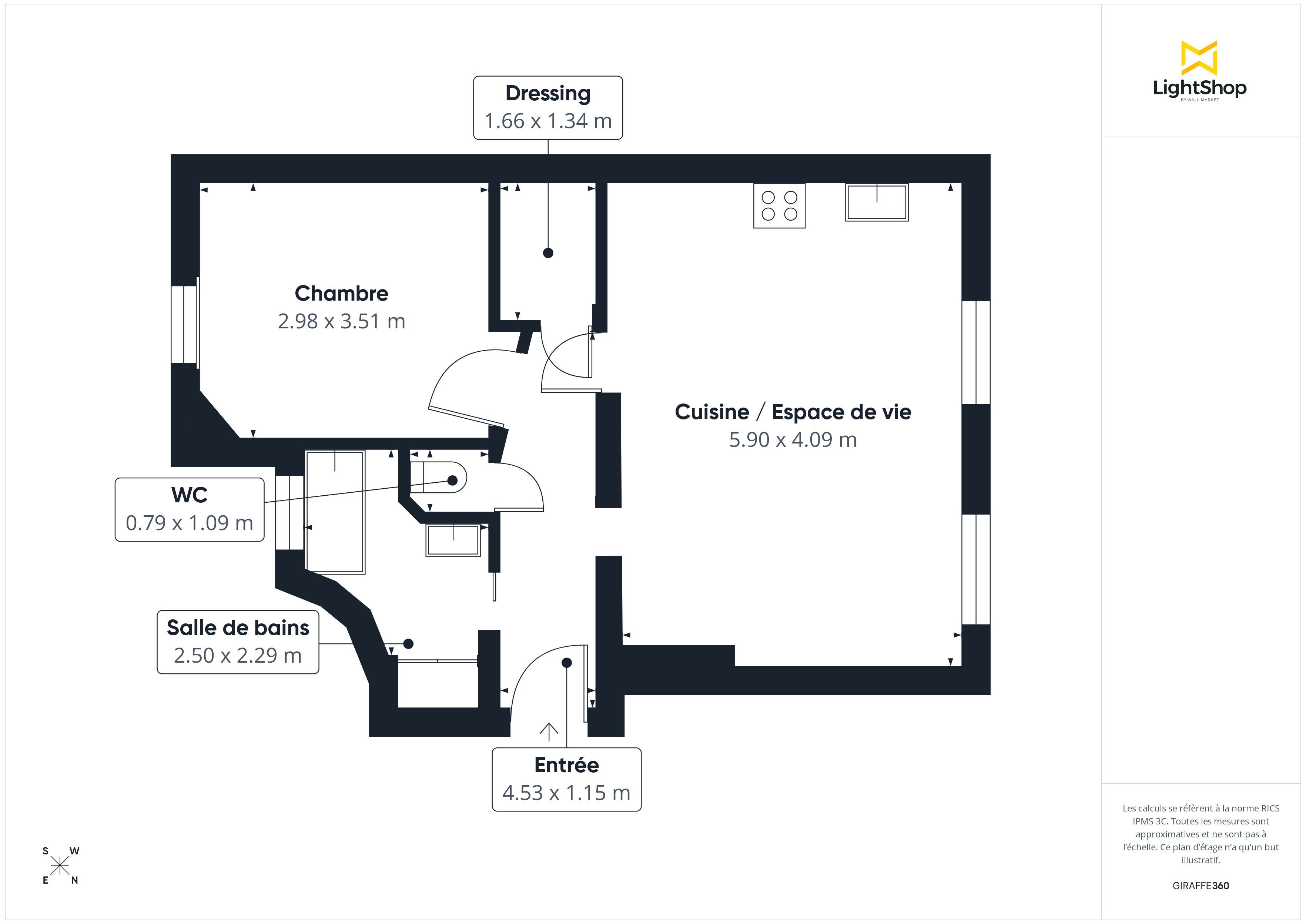 Plan 2D - Appartement 48.0 Clichy