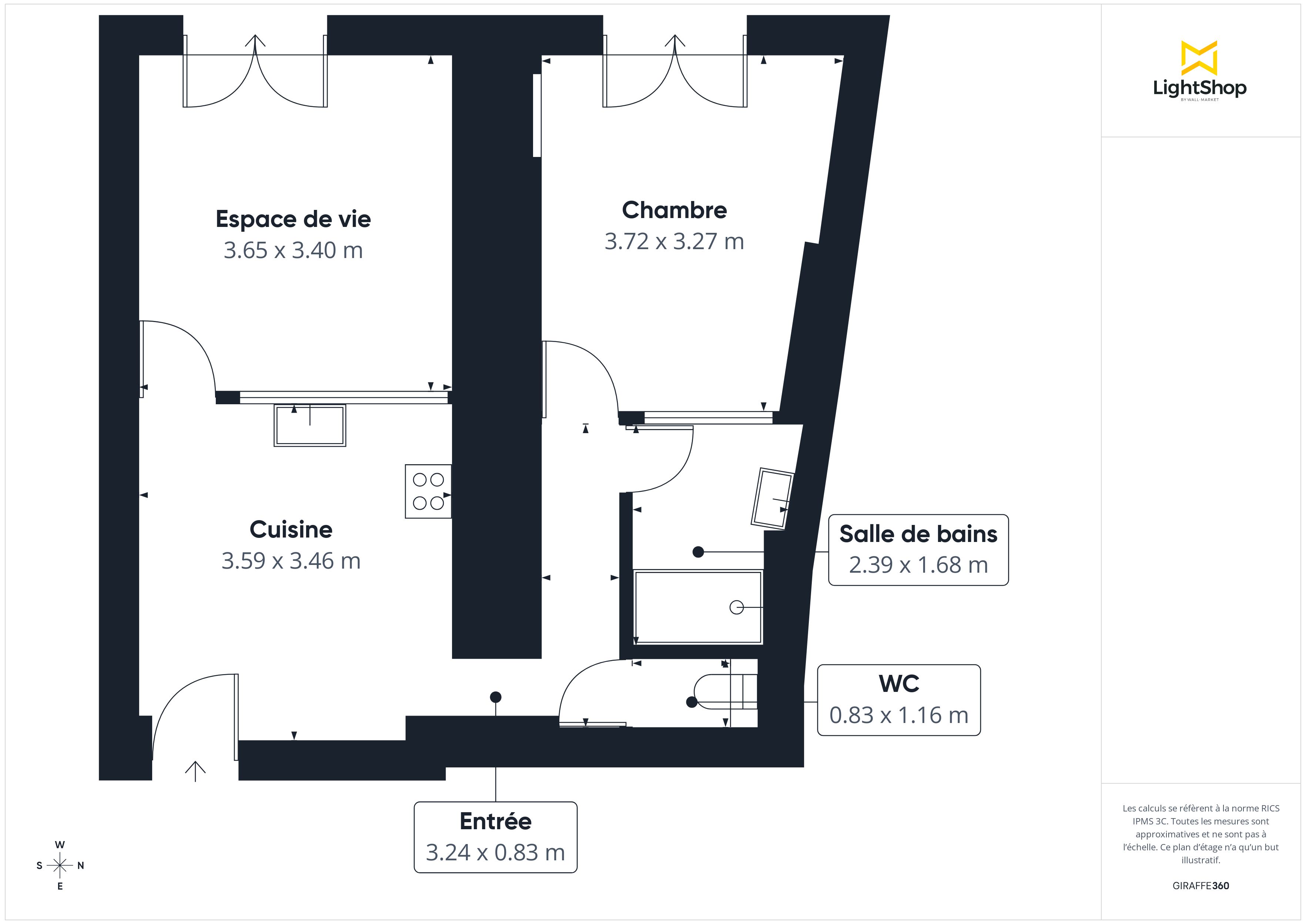 Plan 2D - Appartement 44.53 Nantes