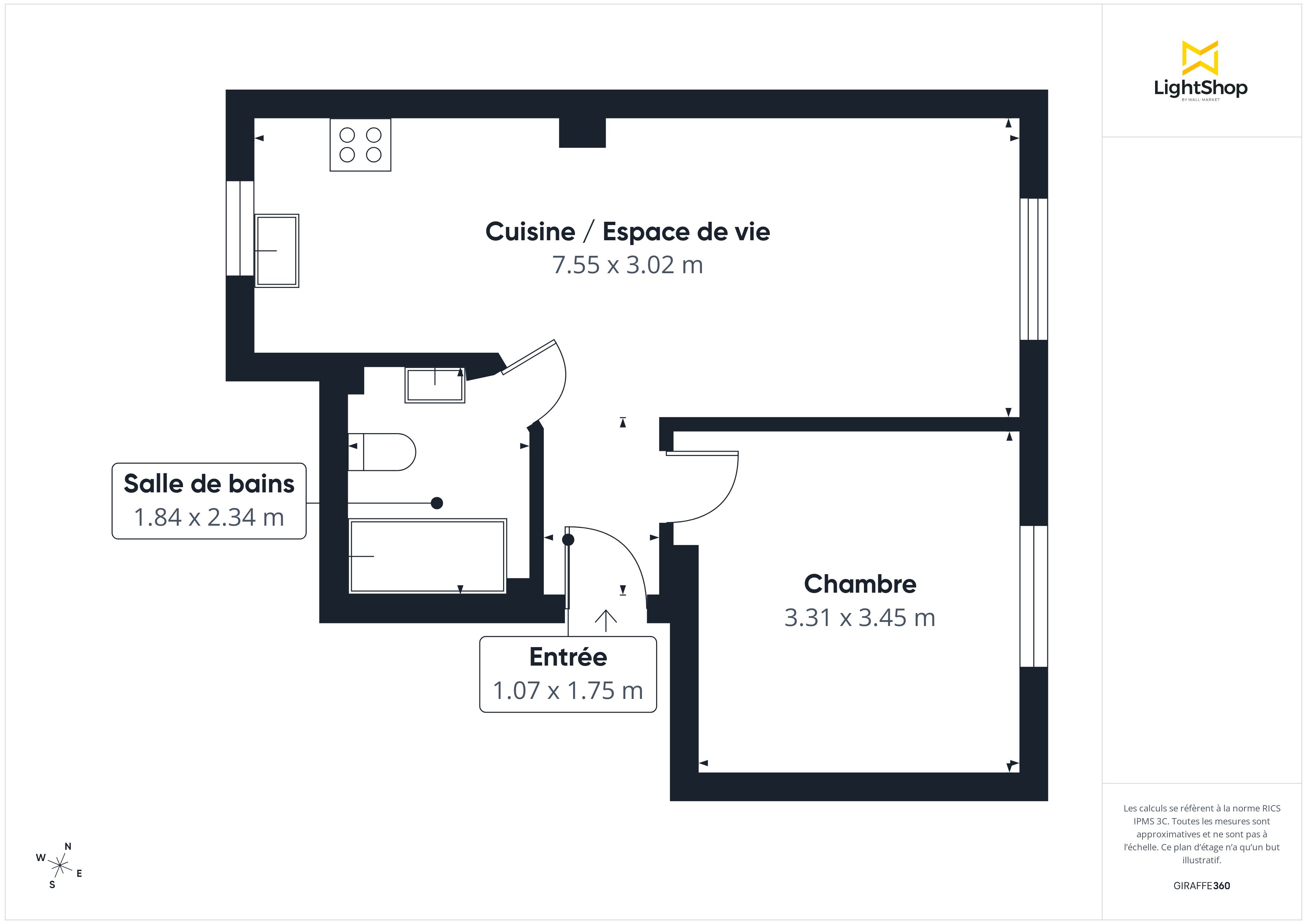 Plan 2D - Appartement 39.0 Paris