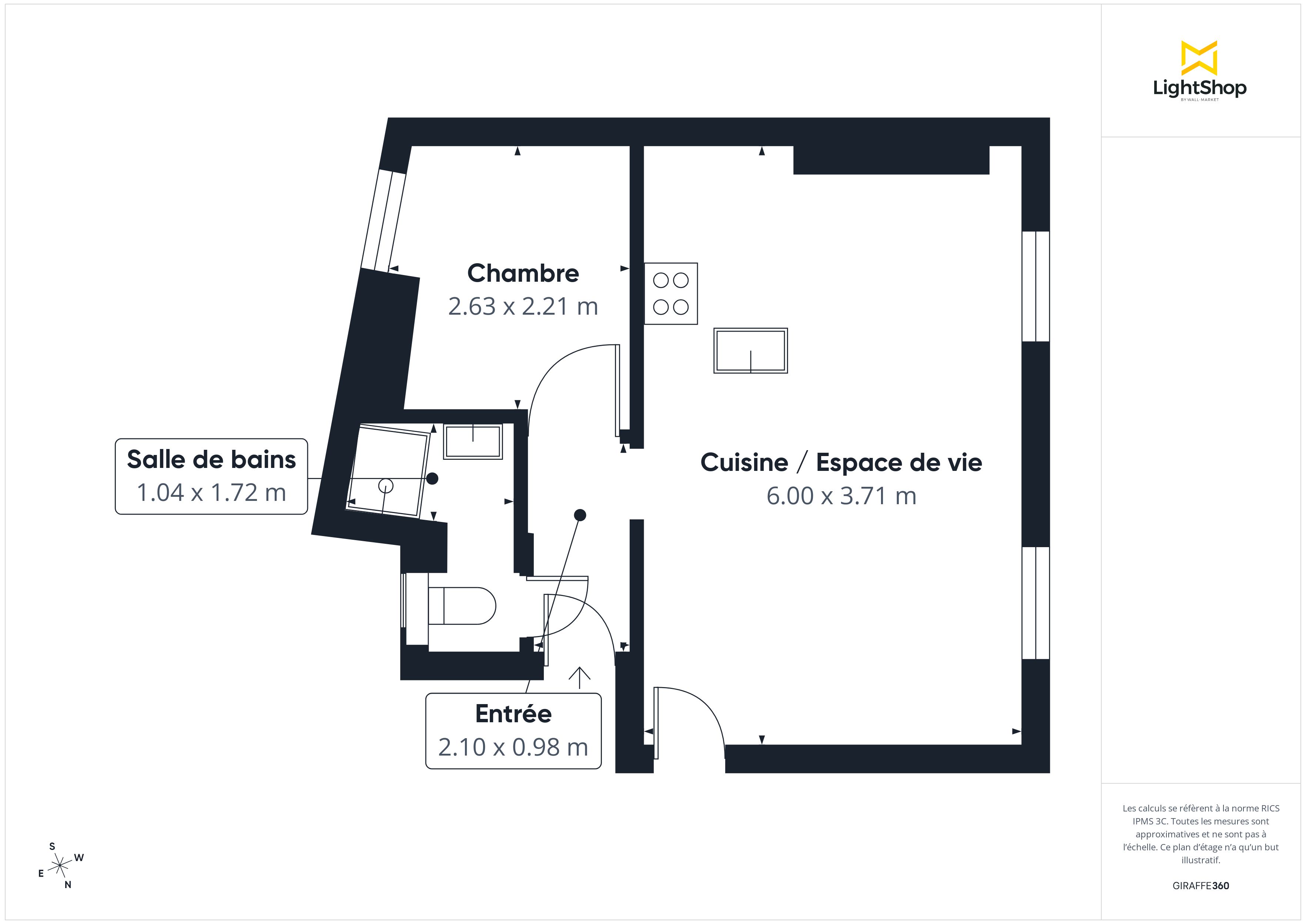 Plan 2D - Appartement 33.6 Paris